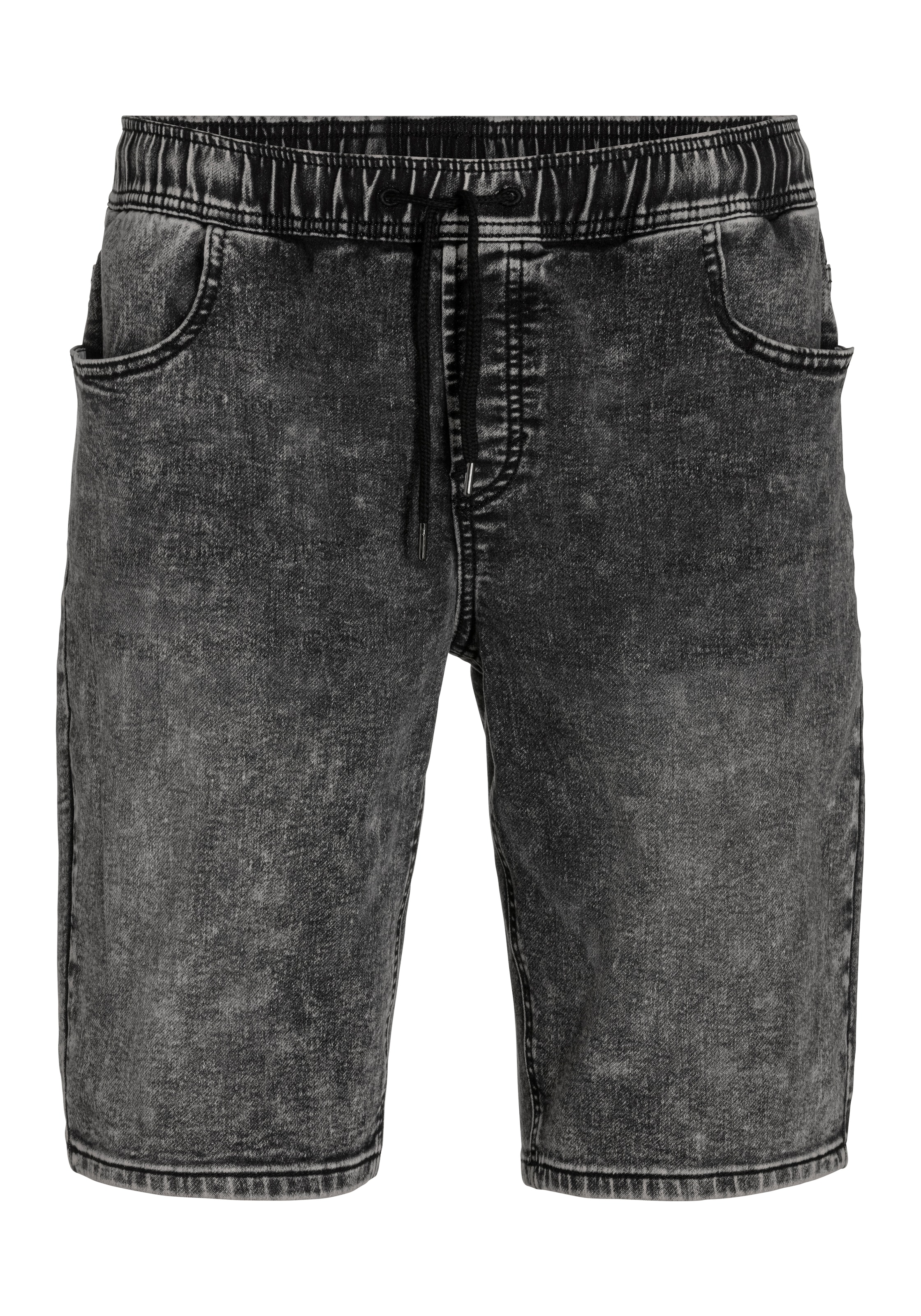 Buffalo Jeansshorts, knielang, elastische Schlupf-Bermuda, kurze Hose in moonwashed