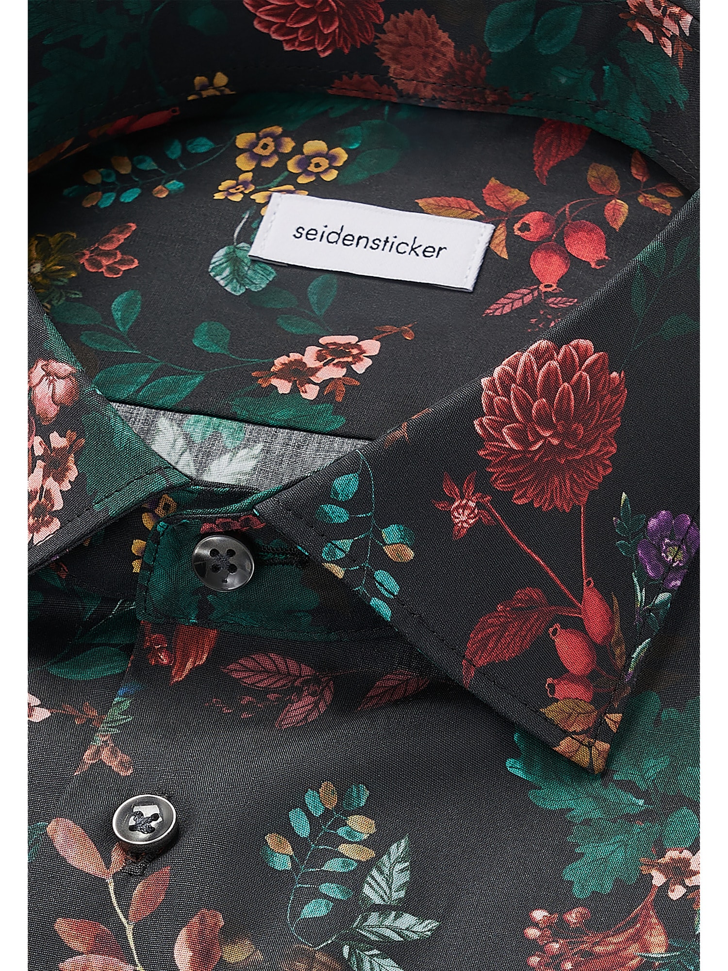 seidensticker Businesshemd »Schwarze Rose«, Shaped 1/1 Kentkragen Druck