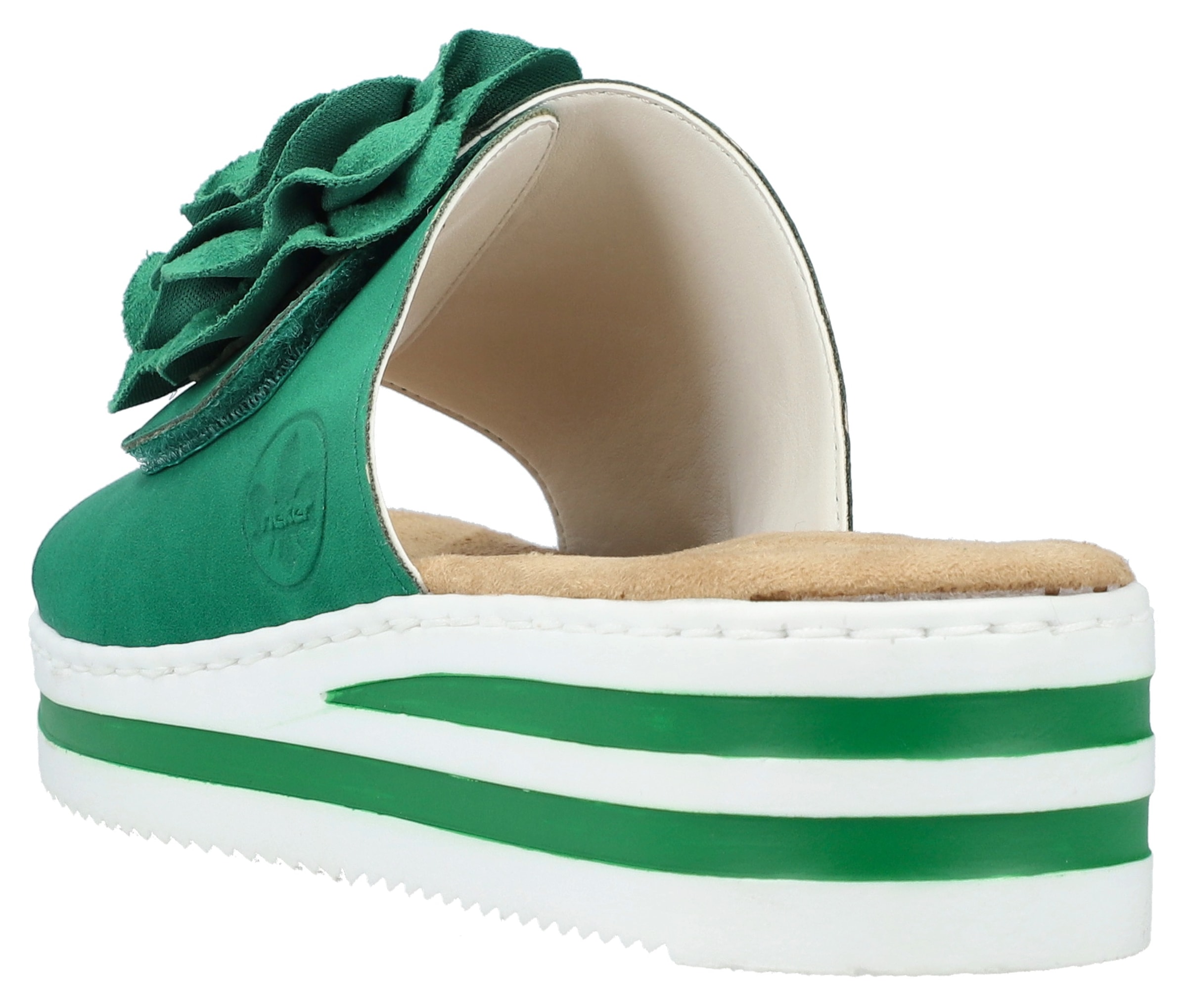 Rieker Pantolette, Sommerschuh, Poolslide, Strandschuh, Keilabsatz, mit Klettverschluss