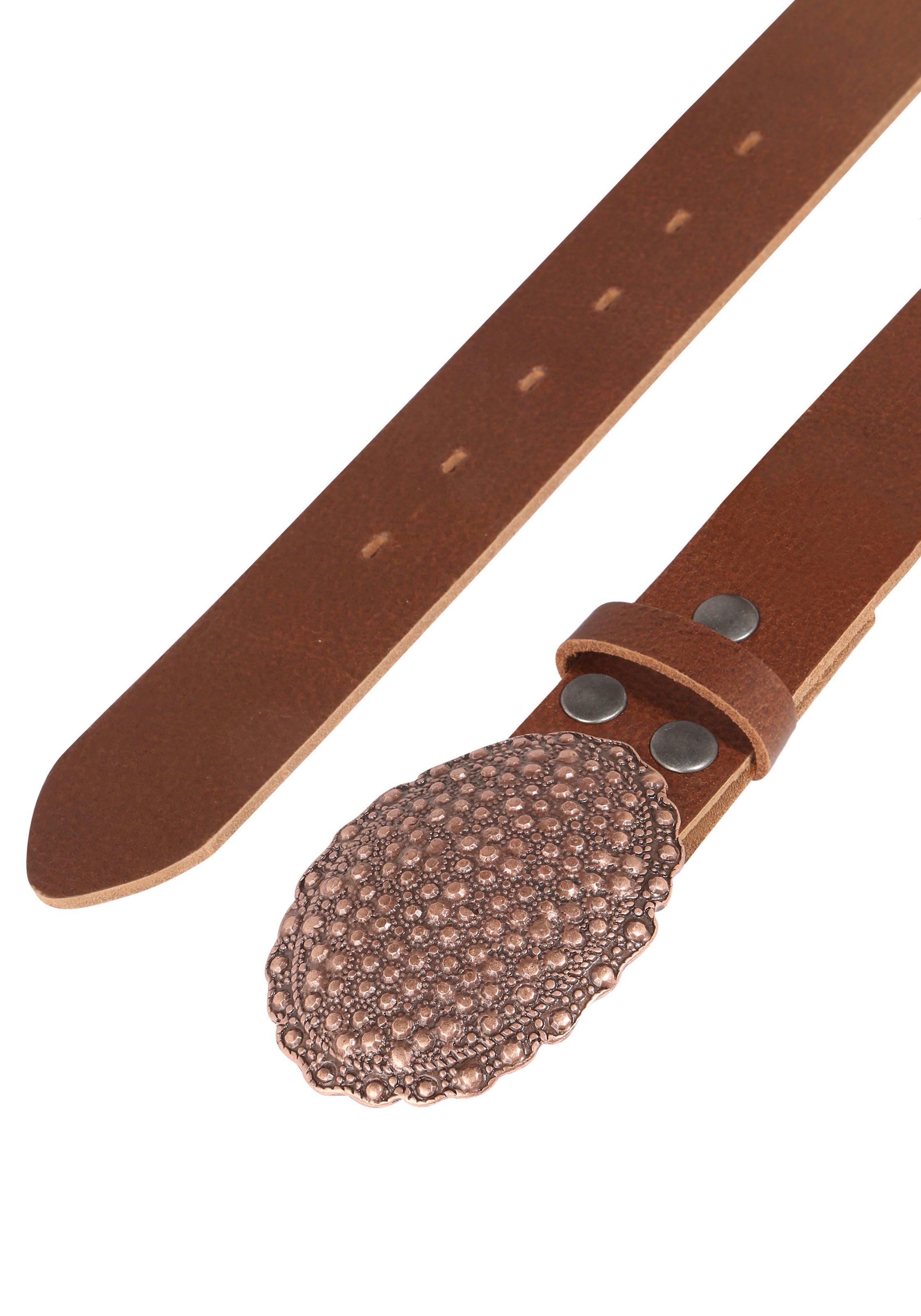 Rettungsring Gürtel Ledergürtel mit austauschbarer Schließe »Oval Nieten Kupfer«