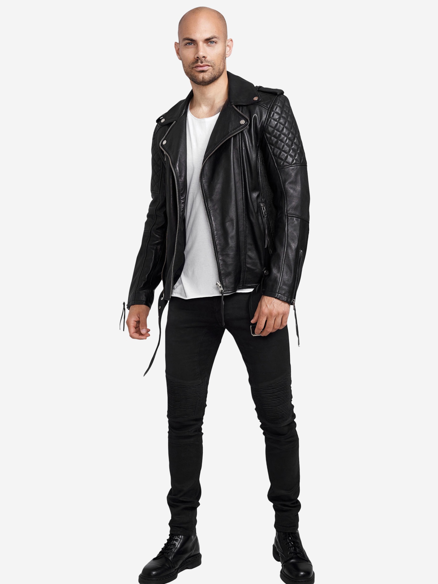 trueprodigy Lederjacke »Simba Abgesteppte Details an der Schulter und Logo Applikation« ohne Kapuze