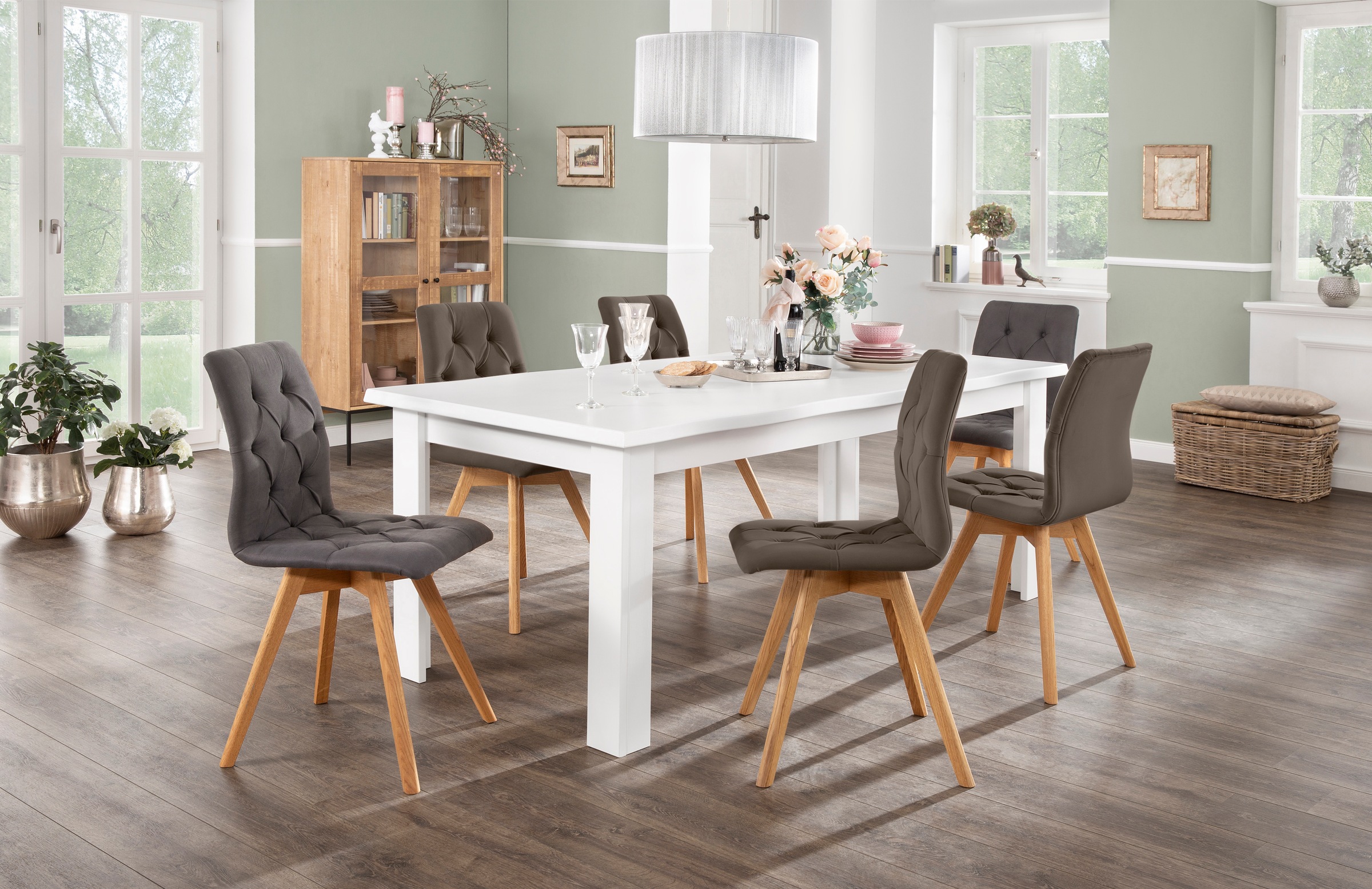 andas 4-Fußstuhl »Rania«, (Set), 2 St., Samtoptik, Im 2er/4er/6er-Set