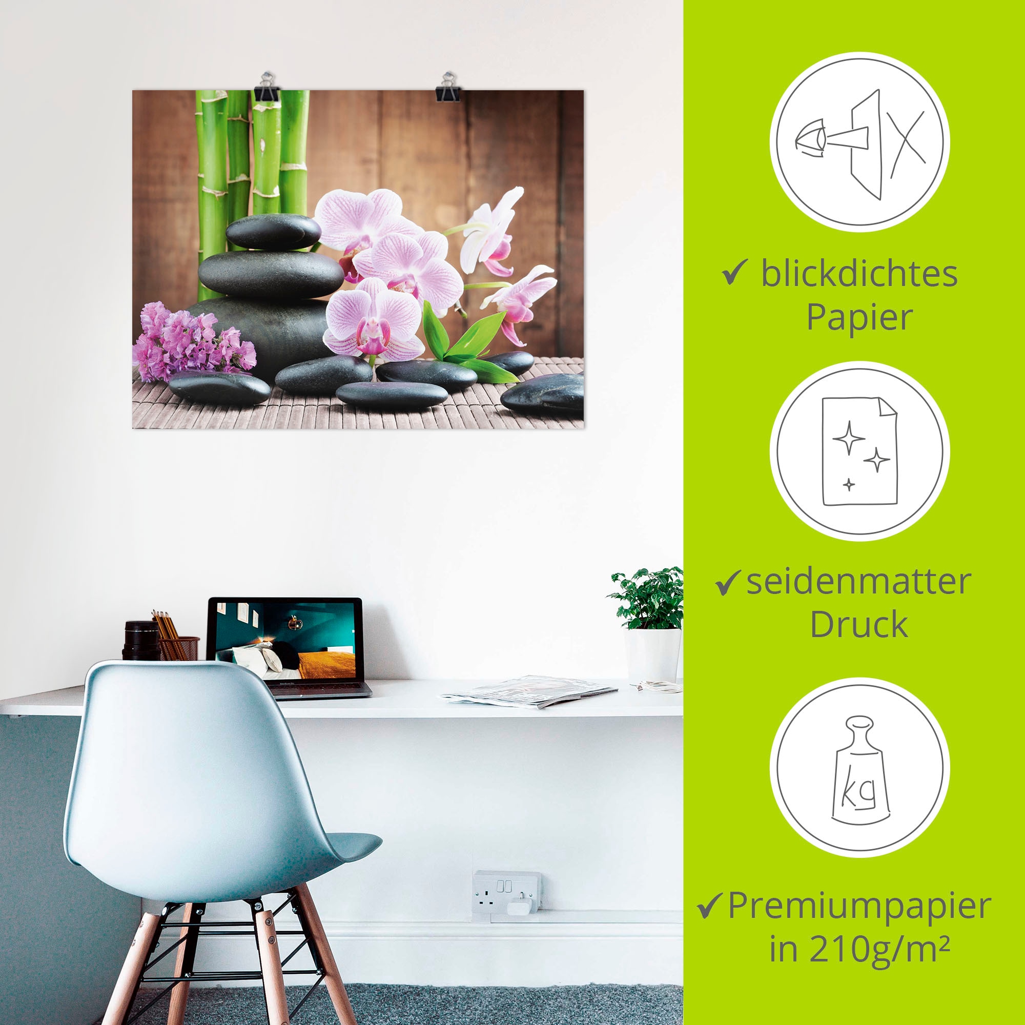 Artland Wandbild »Spa Konzept Zen Steinen Orchideen« Zen 1 Stk. tlg. als Leinwandbild, Poster, Wandaufkleber in verschied. Größen