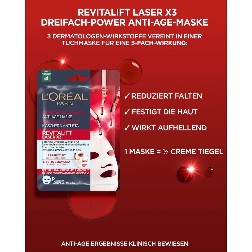 L'ORÉAL PARIS Gesichtsmaske »L'Oréal Paris Set: 5x Revitalift Laser Tuchmasken«