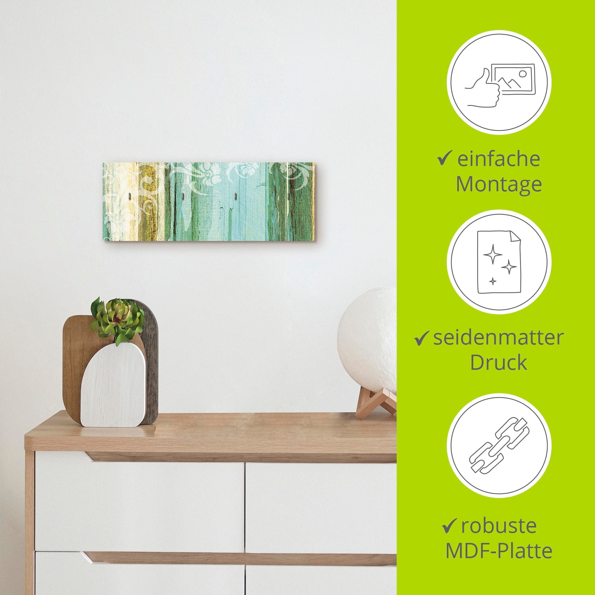 Artland Hakenleiste »Blumenornamente im modernen Stil«, MDF