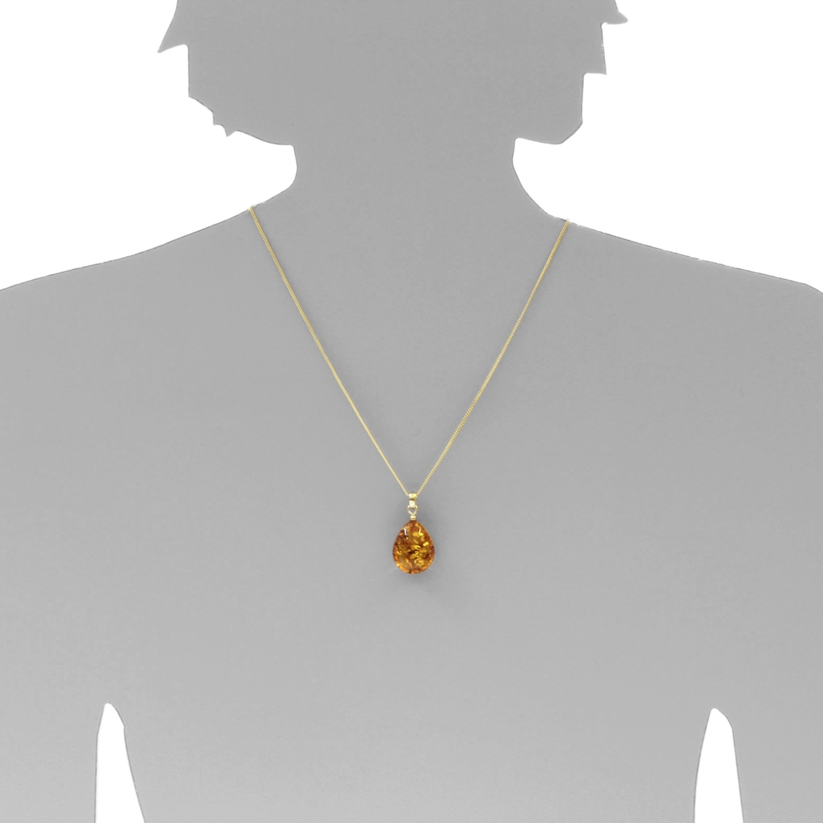 OSTSEE-SCHMUCK Kettenanhänger »- Tropfen ca. 22 mm lang - Gold 333/000 - Bernstein -,«