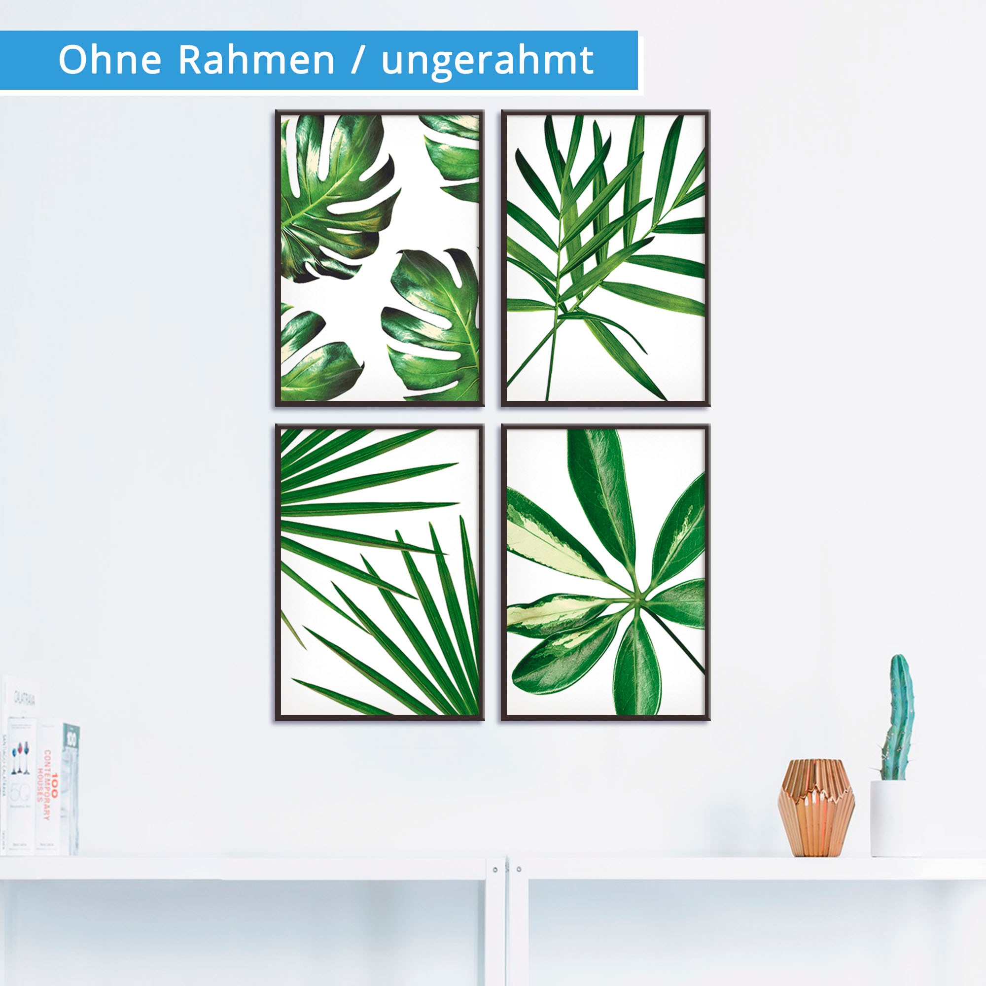 Artland Poster »Blätter« Blätter 4 Stk. tlg. Bilder Set, 4tlg., ohne Rahmen