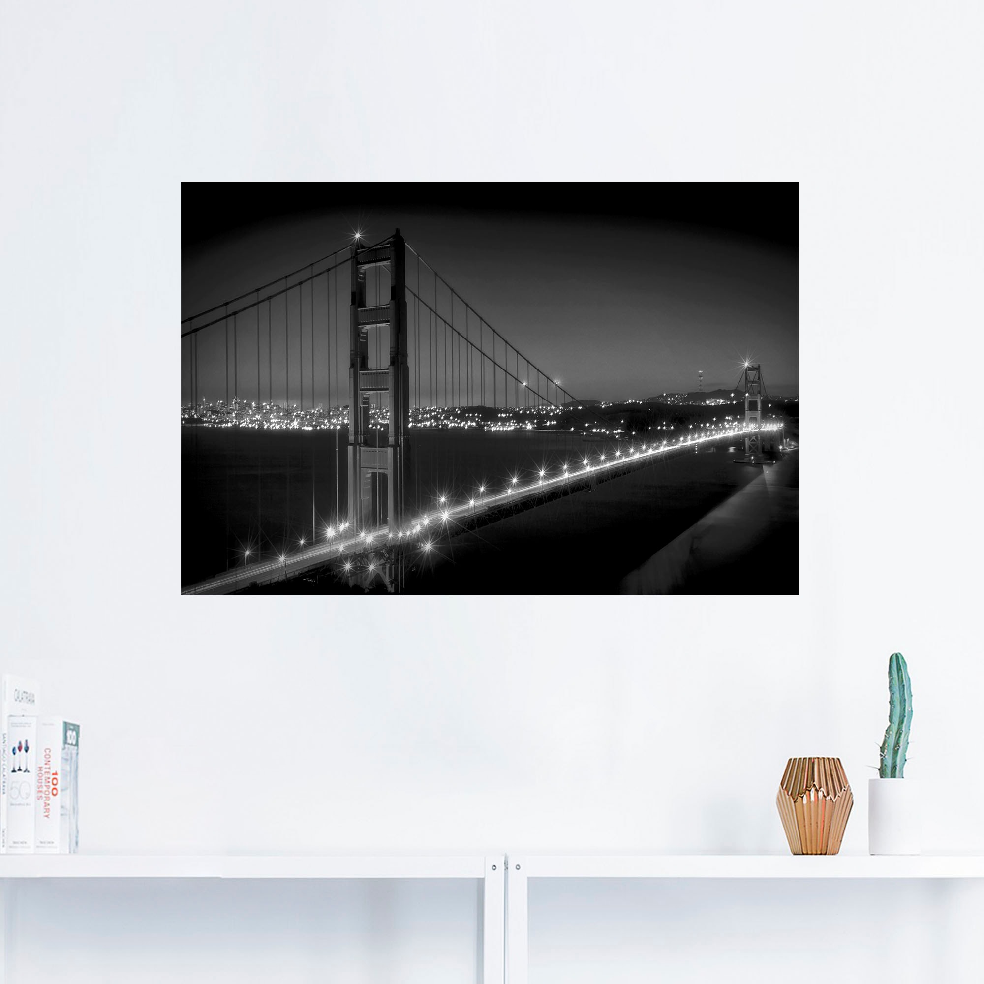 Artland Wandbild »Golden Gate Bridge am Abend«, San Francisco, (1 St.), als Alubild, Outdoorbild, Wandaufkleber in verschied. Größen