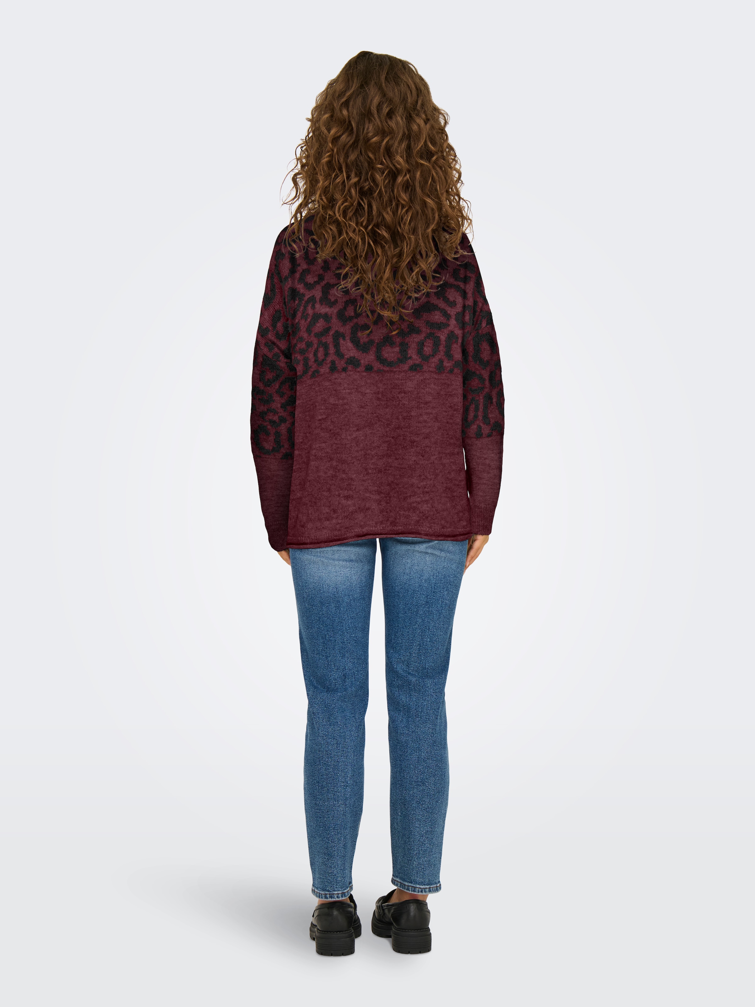 ONLY Rundhalspullover »ONLJADE ANIMAL LS O-NECK NOOS KNT« Kunstfaser, regular fit