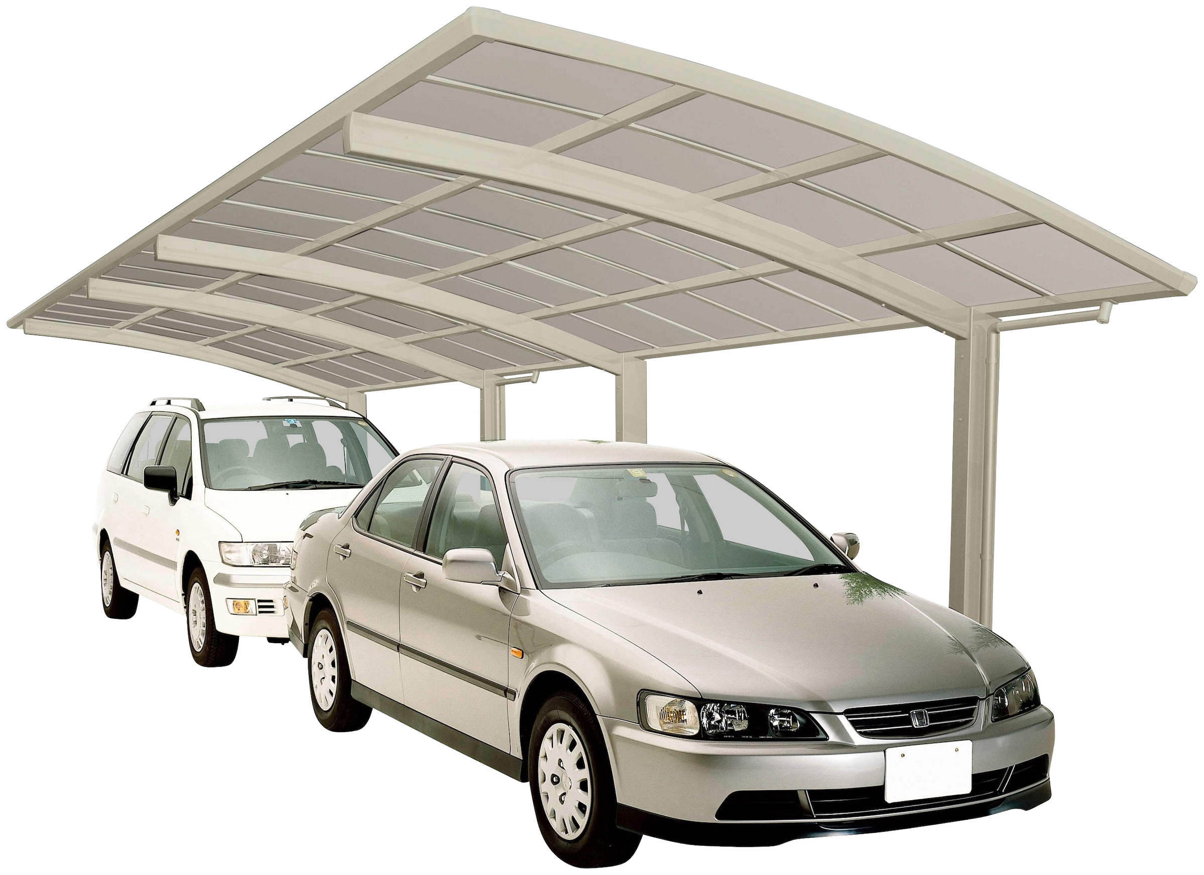 Doppelcarport »Portoforte Typ 80 Tandem-Edelstahl-Look«, Aluminium, 254 cm,...