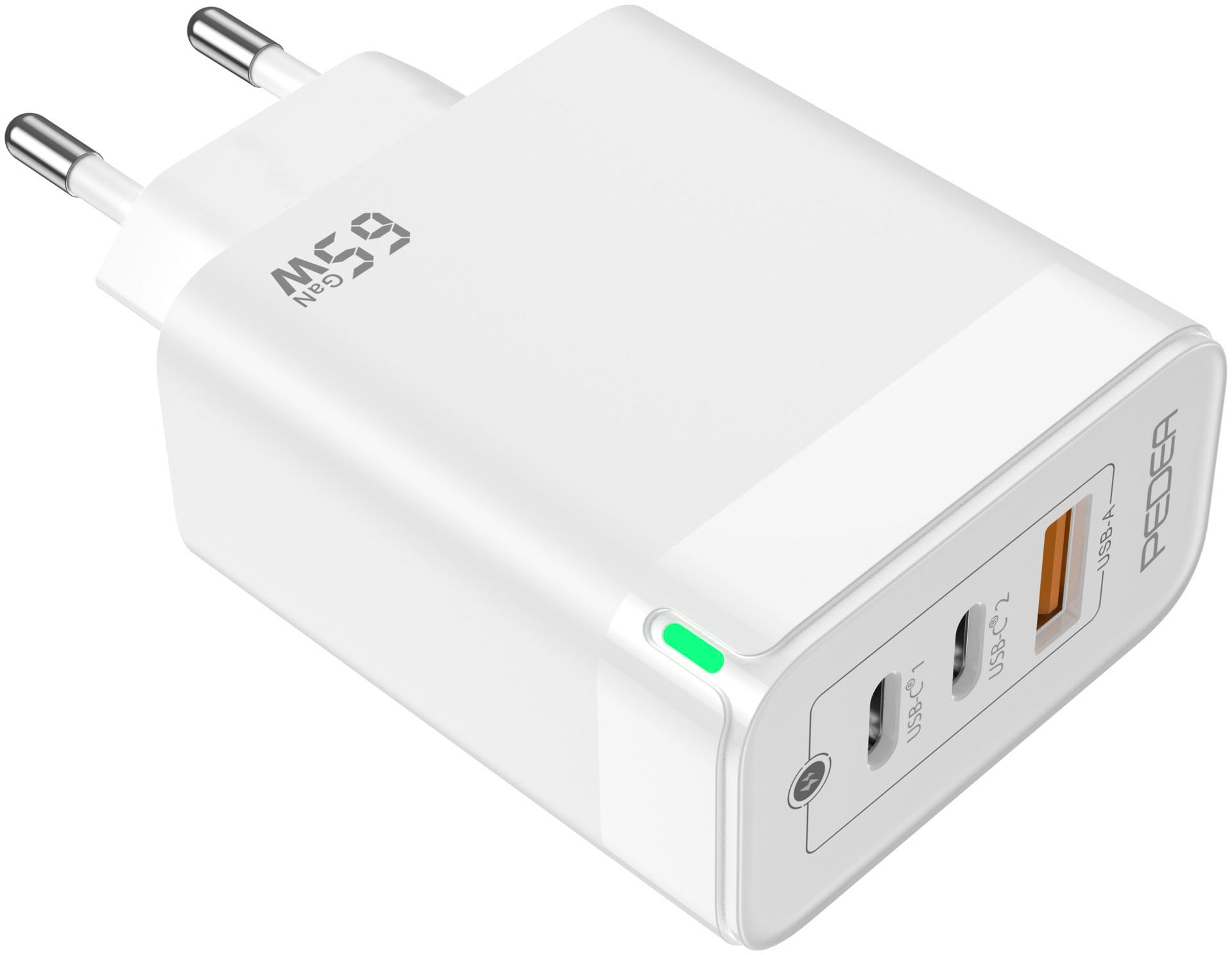PEDEA Schnelllade-Gerät »Triple 65W GaN USB-C (PD) USB-A« geeignet für Apple iPhone, Samsung Galaxy, Google Pixel