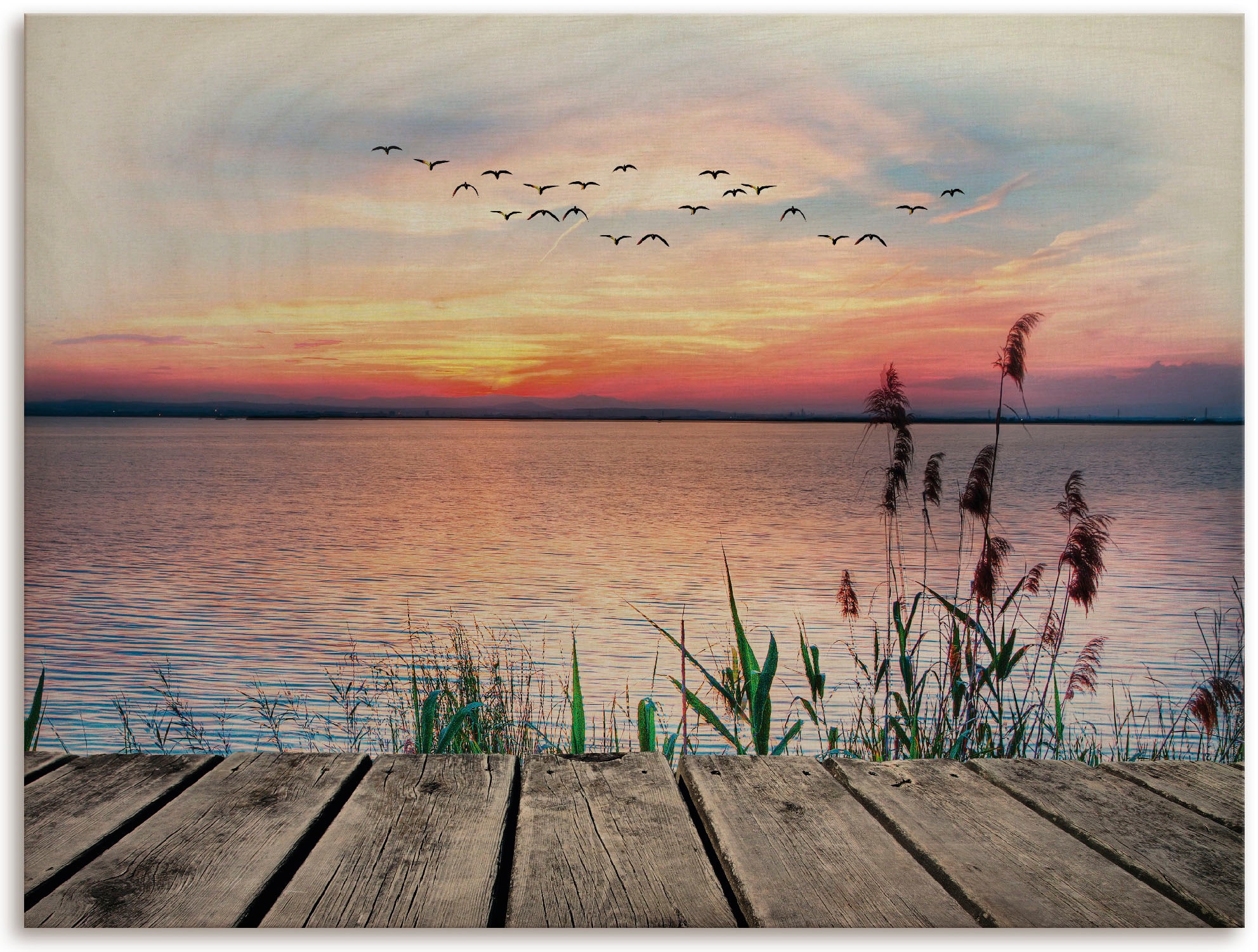 Artland Holzbild »Der See bequem Wolken«, St.) Seebilder, kaufen den (1 der in Farben