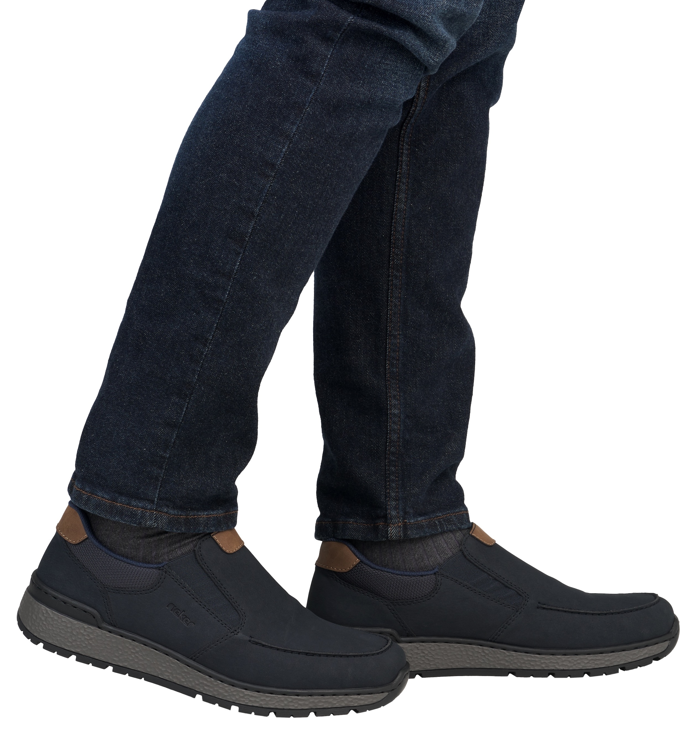 Rieker Slipper, mit kontrastfarbenen Besätzen, bequeme Form
