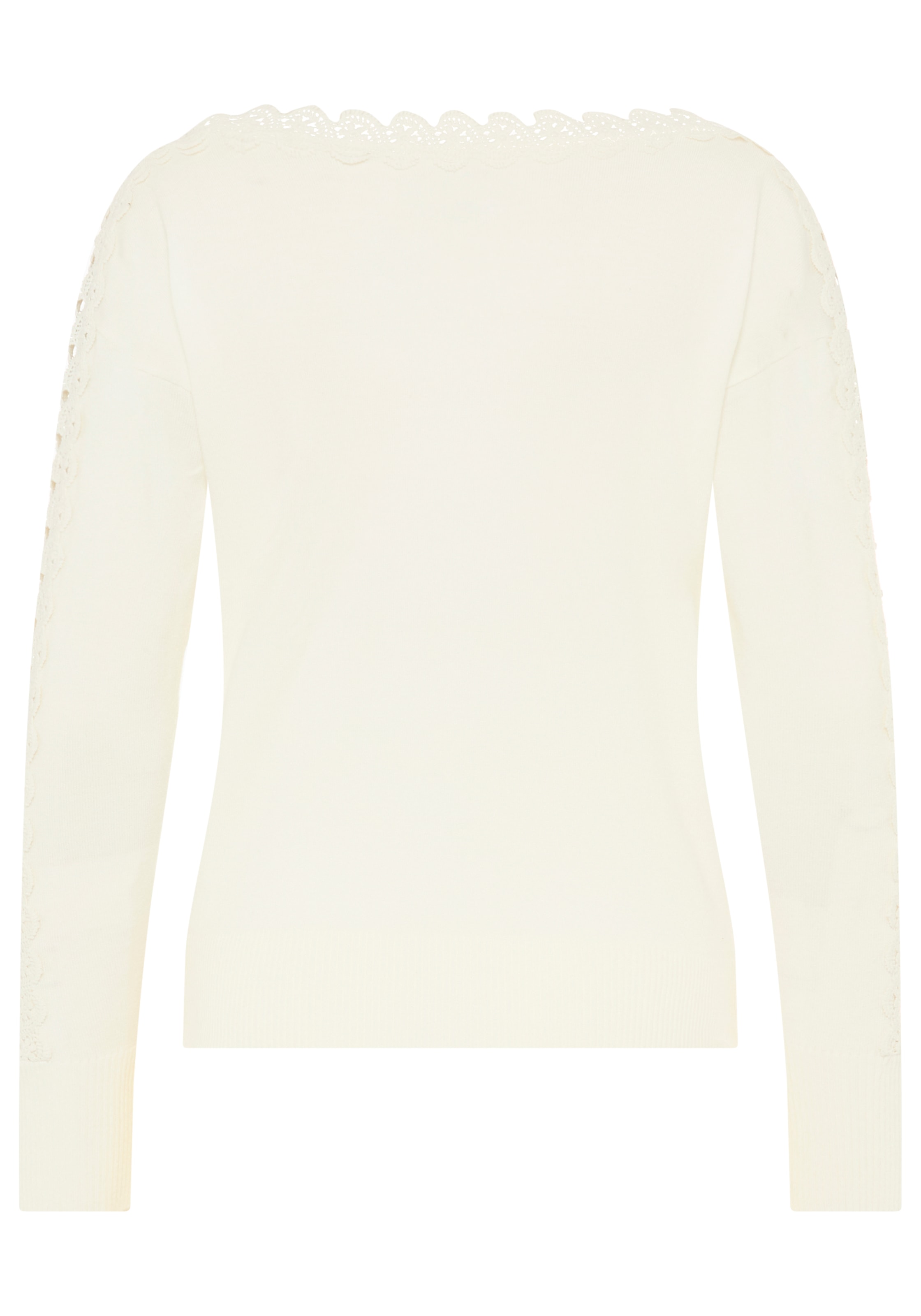 Laura Scott Strickpullover »aus leichtem Feinstrick« leichter Übergangspullover mit femininem Spitzeneinsatz