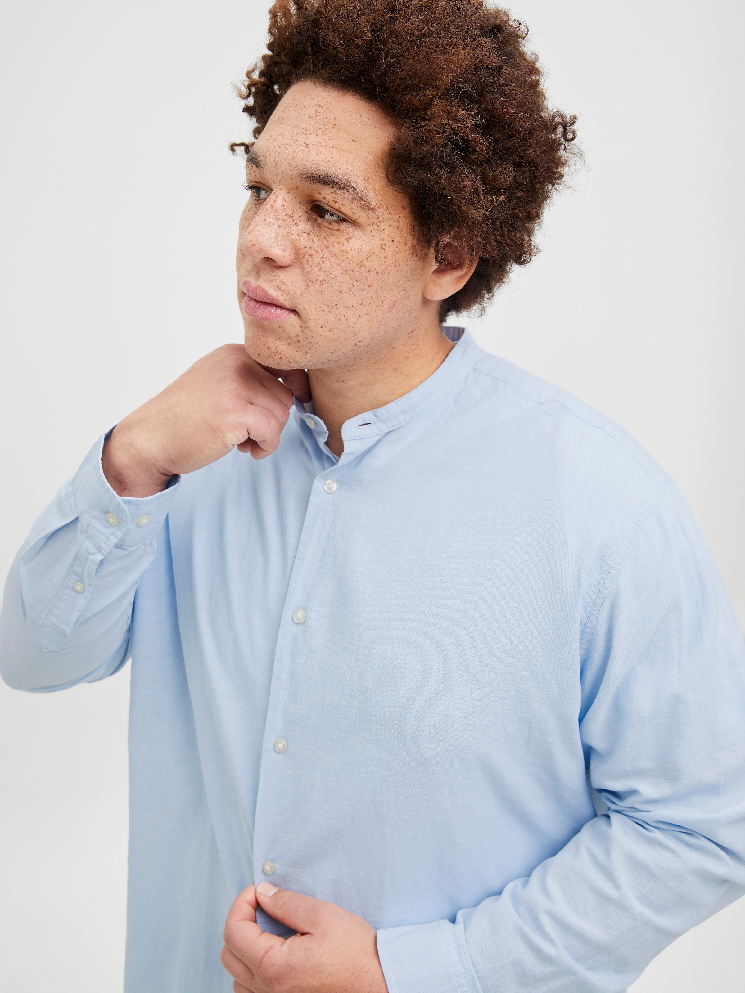 Jack & Jones PlusSize Langarmhemd »JJEBREEZE LINEN BLE BAND SHIRT LS SN PLS«