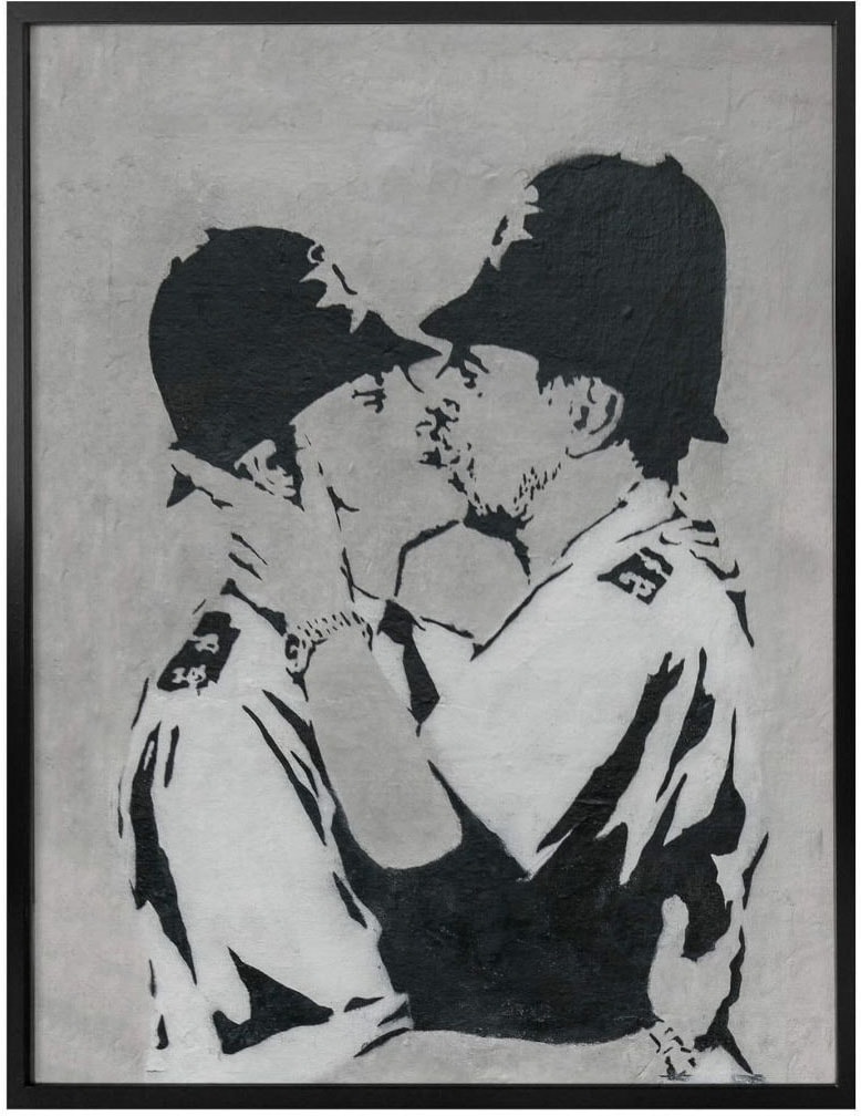 Rechnung Bilder Wall-Art Poster »Graffiti auf Policemen«, (1 St.), Poster, Wandposter Menschen, Kissing bestellen Wandbild, Bild,
