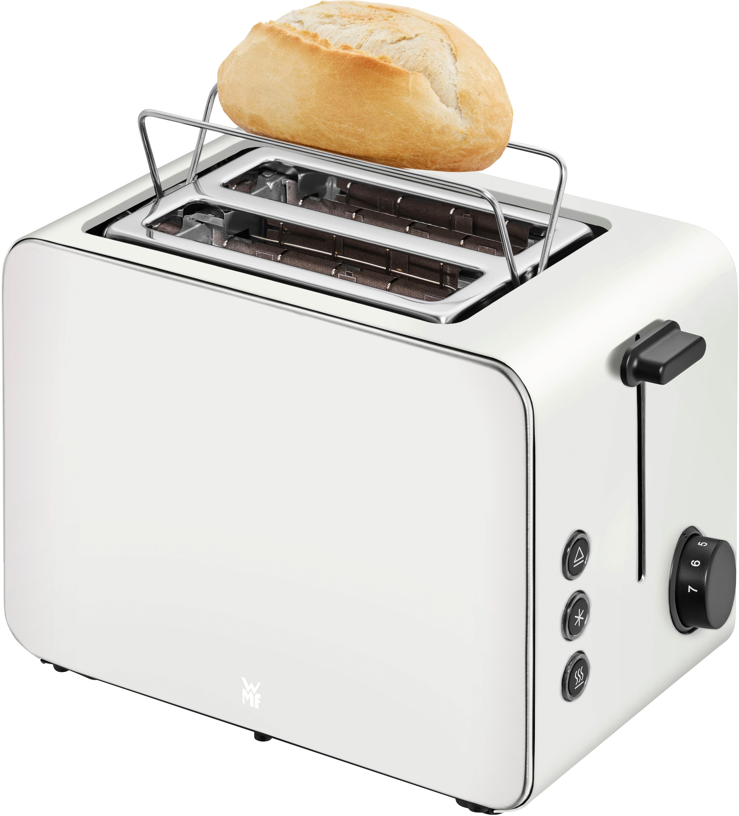WMF Toaster »Stelio Paper Grey«, 2 kurze Schlitze, 900 W, 7 Bräunungsstufen, Cromargan, Brotzentrierung, Brötchenwärmer, 900 W