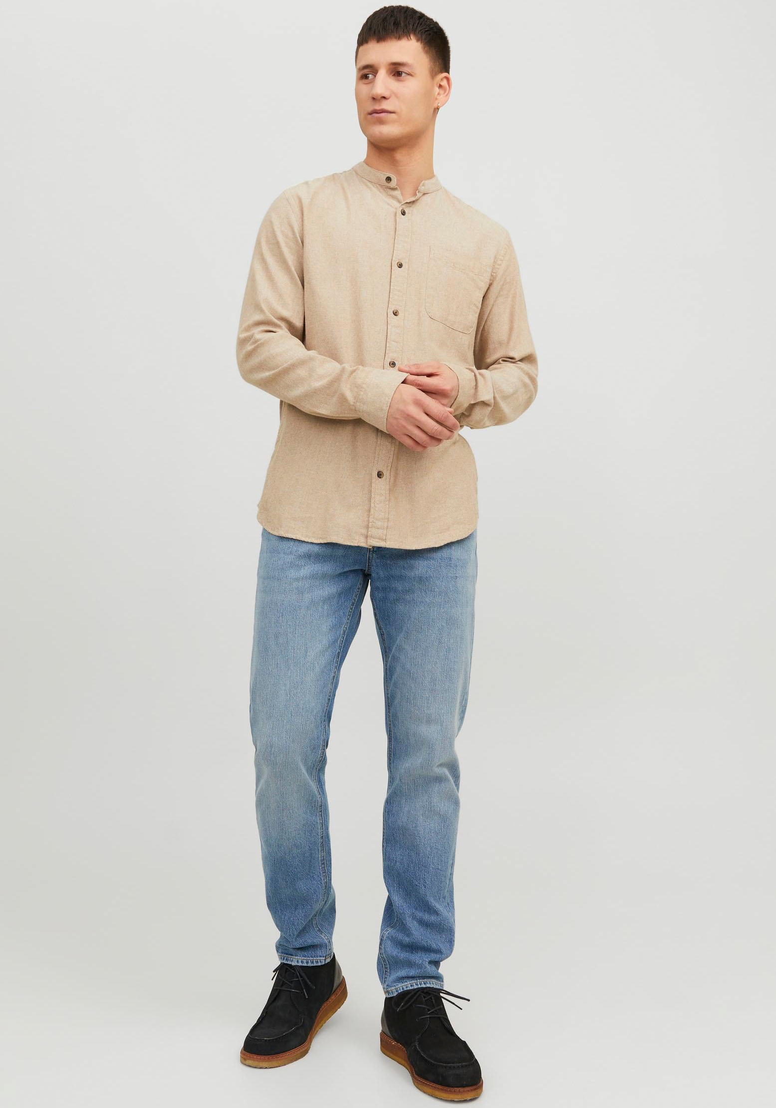 Jack & Jones Langarmhemd »JJEBAND MELANGE SHIRT LS SN«