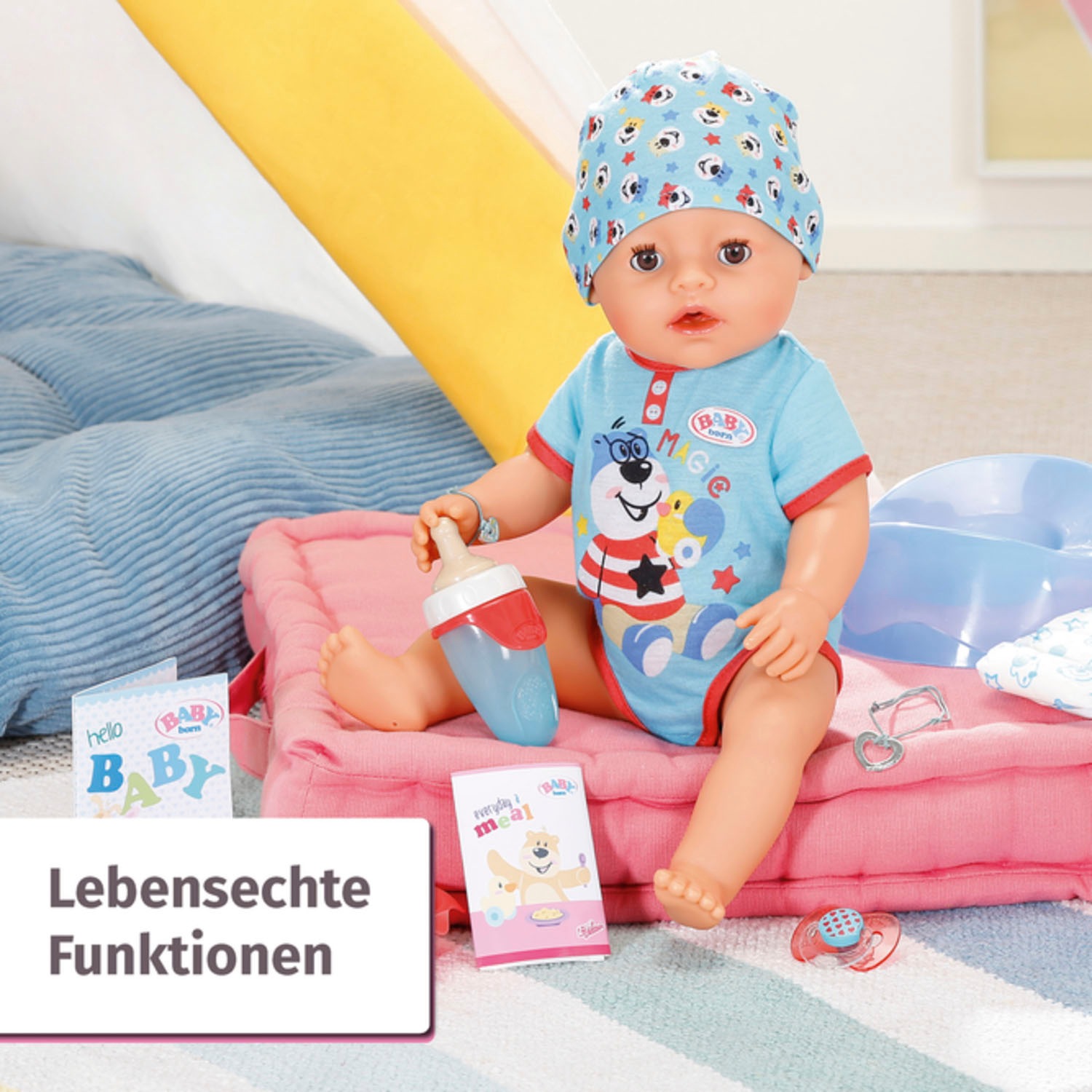 Baby Born Babypuppe »Magic Boy, 43 cm«, (Set, 13 tlg.), mit 10 lebensechten Funktionen