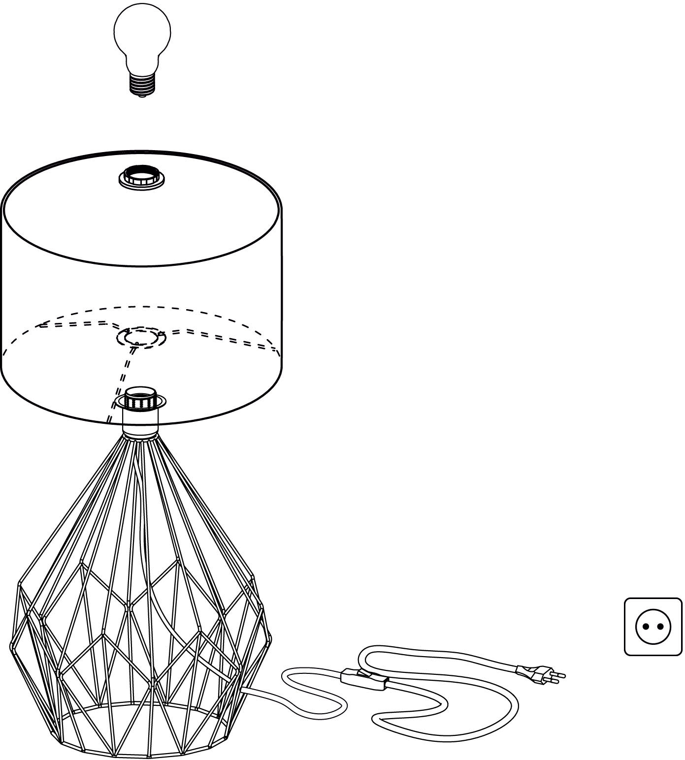 EGLO Tischleuchte »CARLTON 5« E27 Vintage Tischleuchte, Nachttischleuchte, E27, Schalter