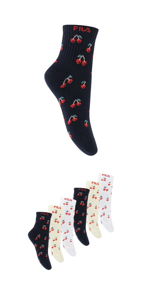 Fila Sneakersocken 6 Paar,  Cotton-Mix, Cherry-Design