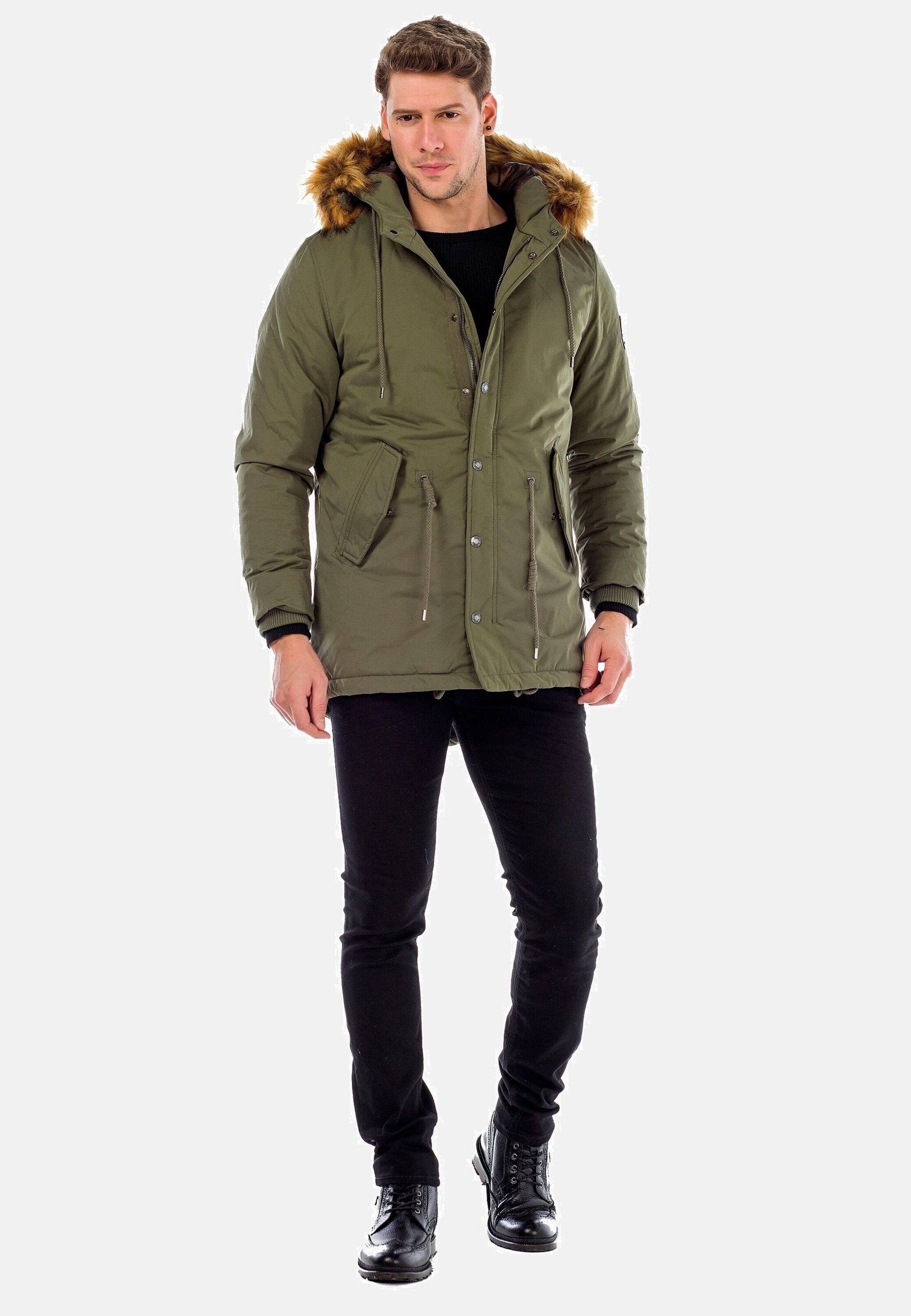 Cipo & Baxx Winterjacke »Cipo & Baxx Jacke« mit Kapuze mit Kordelzug zur Taillierung, CM150