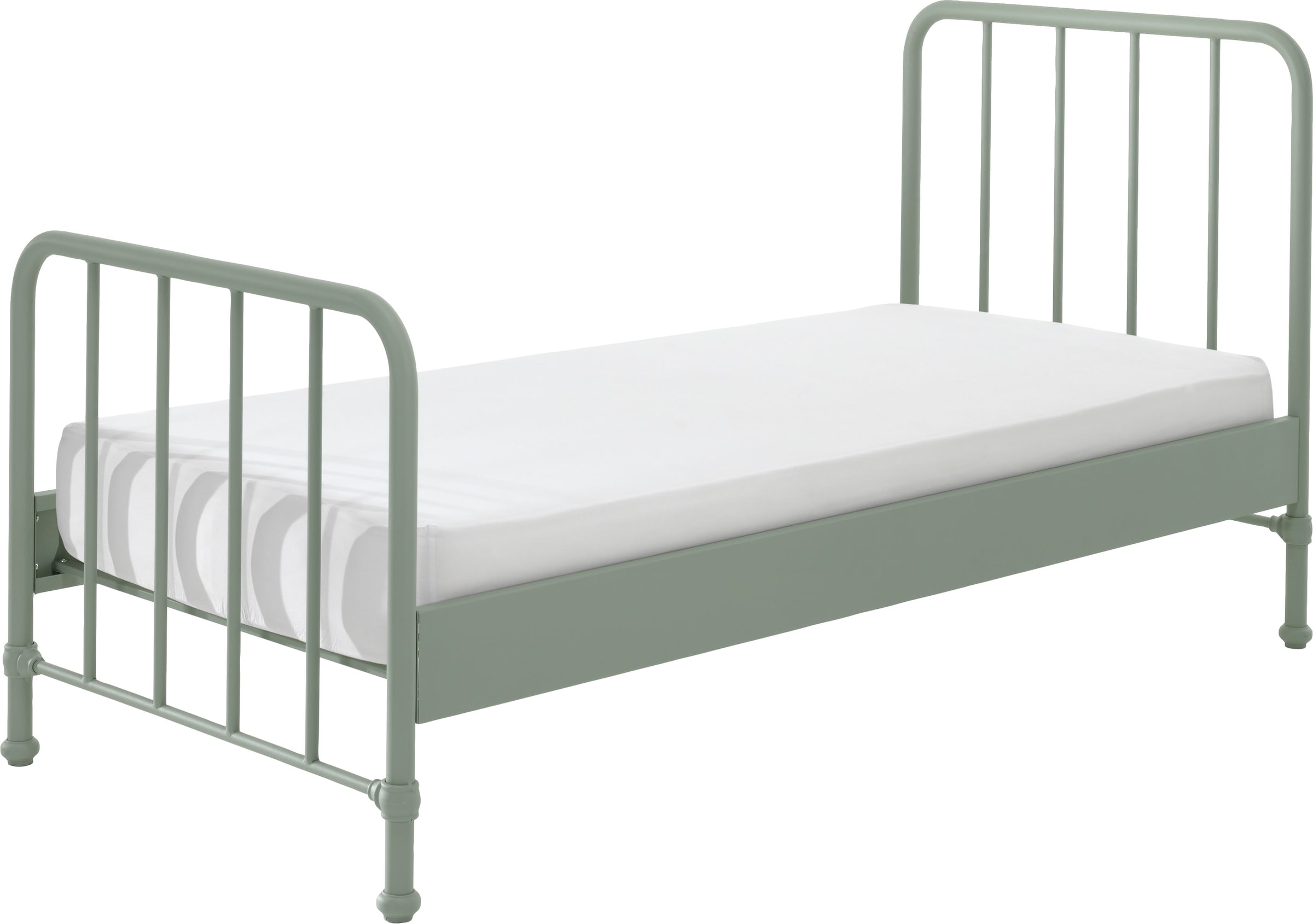 Vipack Jugendbett »Bronxx, Einzelbett 90/200, sehr stabil, romantische Optik«, (B/H/T ca. 96,5x110x206cm, inkl. Lattenrost, Bodenfreiheit), Oberfläche pulverbeschichtet, verschiedene Farben zur Wahl