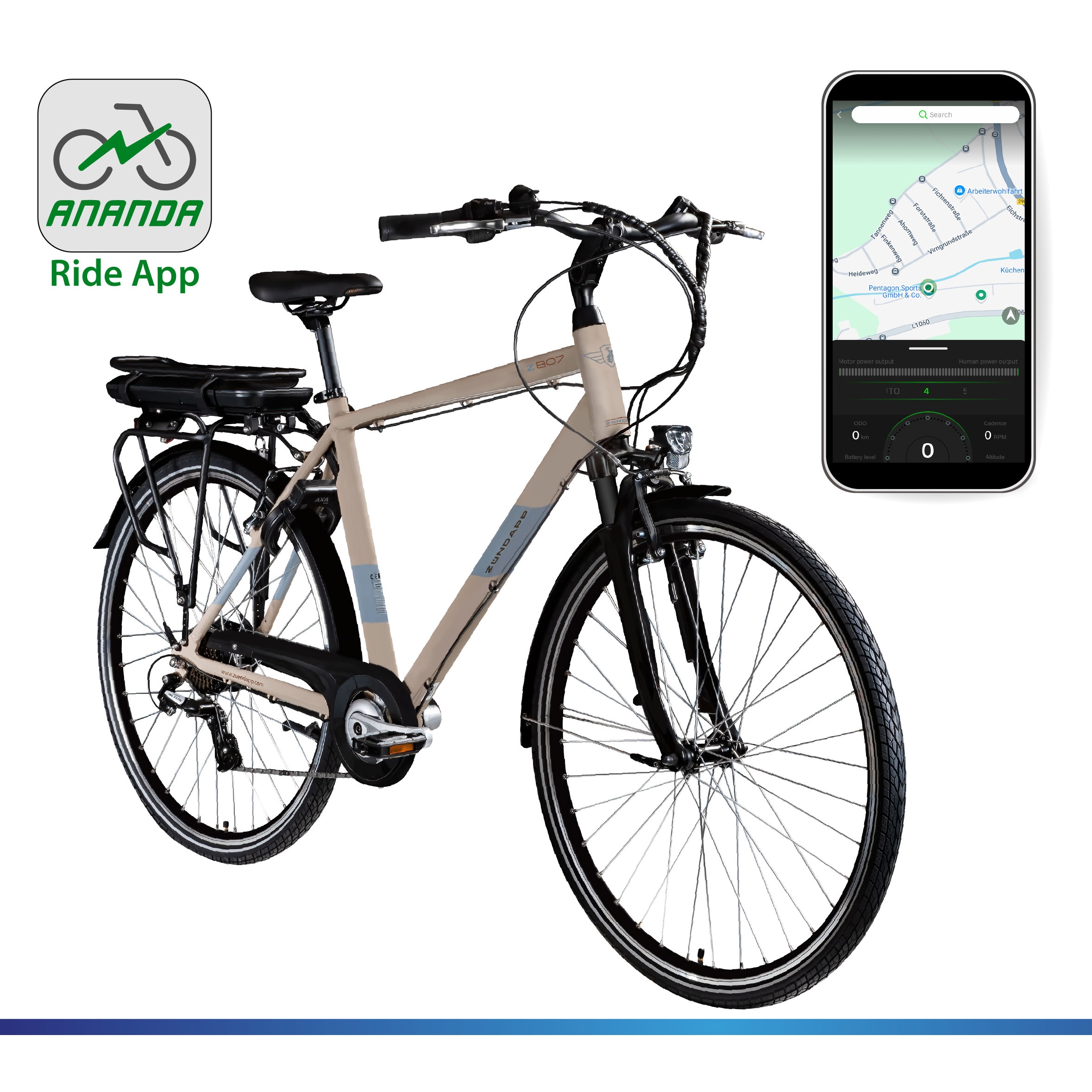Zündapp »Z807« 7 Gang Shimano Altus Schaltwerk Kettenschaltung Heckmotor 250 W Pedelec, Elektrofahrrad für Damen und Herren