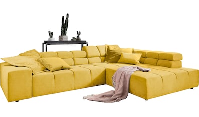 Ecksofa »Ancona incl. Kopfteilverstellung, Zierkissen Breite 319cm, L-Form«