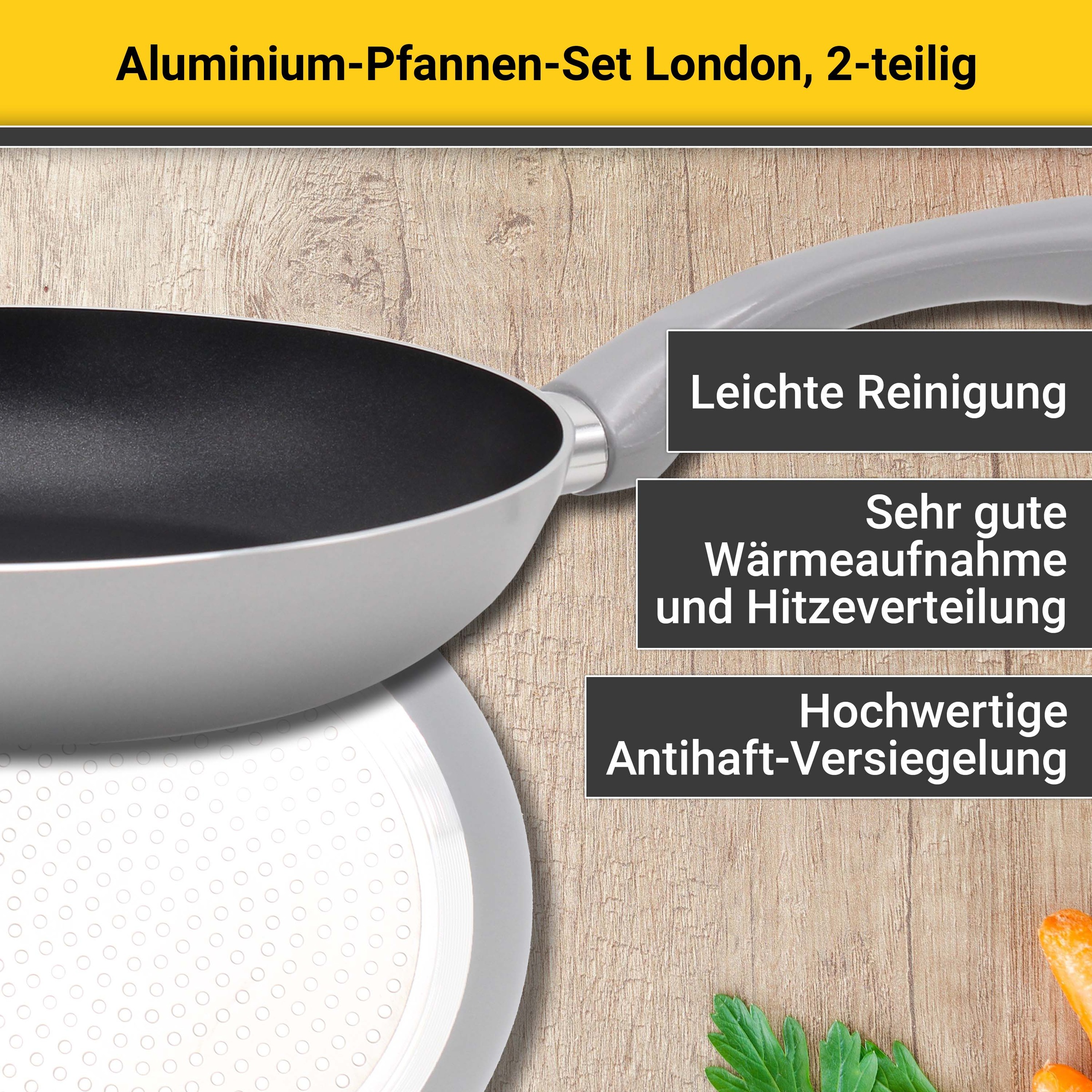Krüger Pfannen-Set »London« Aluminium Set, 2 Stk. tlg. Ø 24/28 cm, Induktion