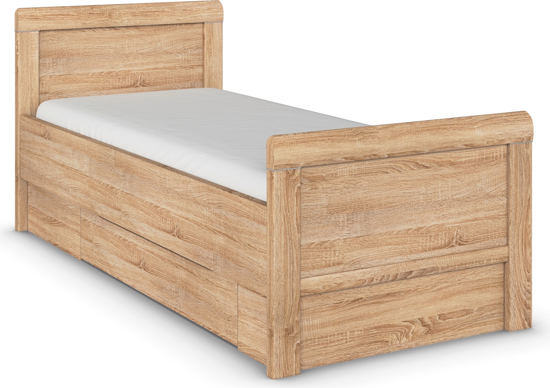rauch, Stauraumbett »Bett Einzelbett Stollenbett Bettkästen EVELYN« in Komforthöhe mit Holzkopfteil sowie Schubladen MADE IN GERMANY, Eiche Sonoma, 