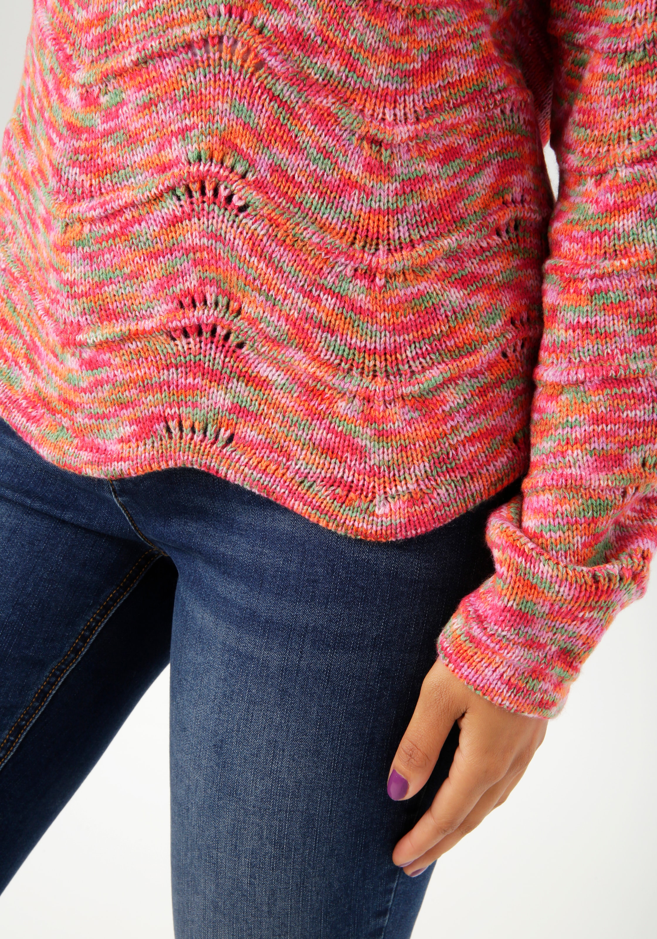 Aniston CASUAL Strickpullover aus buntem Space-Garn - jedes Teil ein Unikat