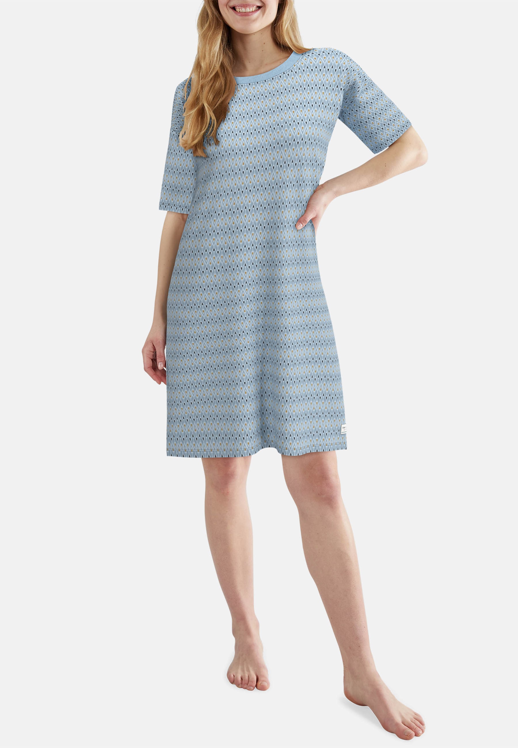 TOM TAILOR Nachthemd Halbarm, knielang, Rundhalsausschnitt, Baumwollmix