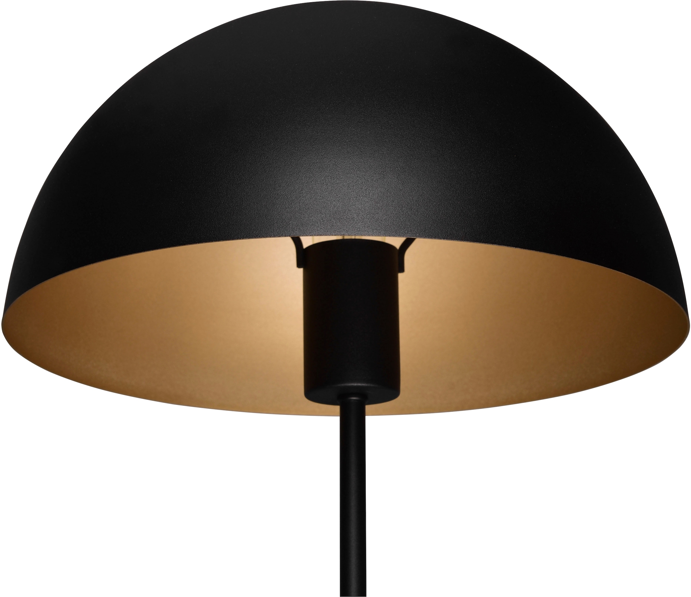 Leonique Tischlampe »MANON, Tischlampe Pilzform Höhe 45cm Ø 30cm, exkl 1x E27 Leuchtmittel«, 1 flammig, Leuchtmittel E27 | Leuchtmittel wechselbar, Schreibtisch Leuchte Schirm innen gold, Schnurschalter mit 180cm Kabel