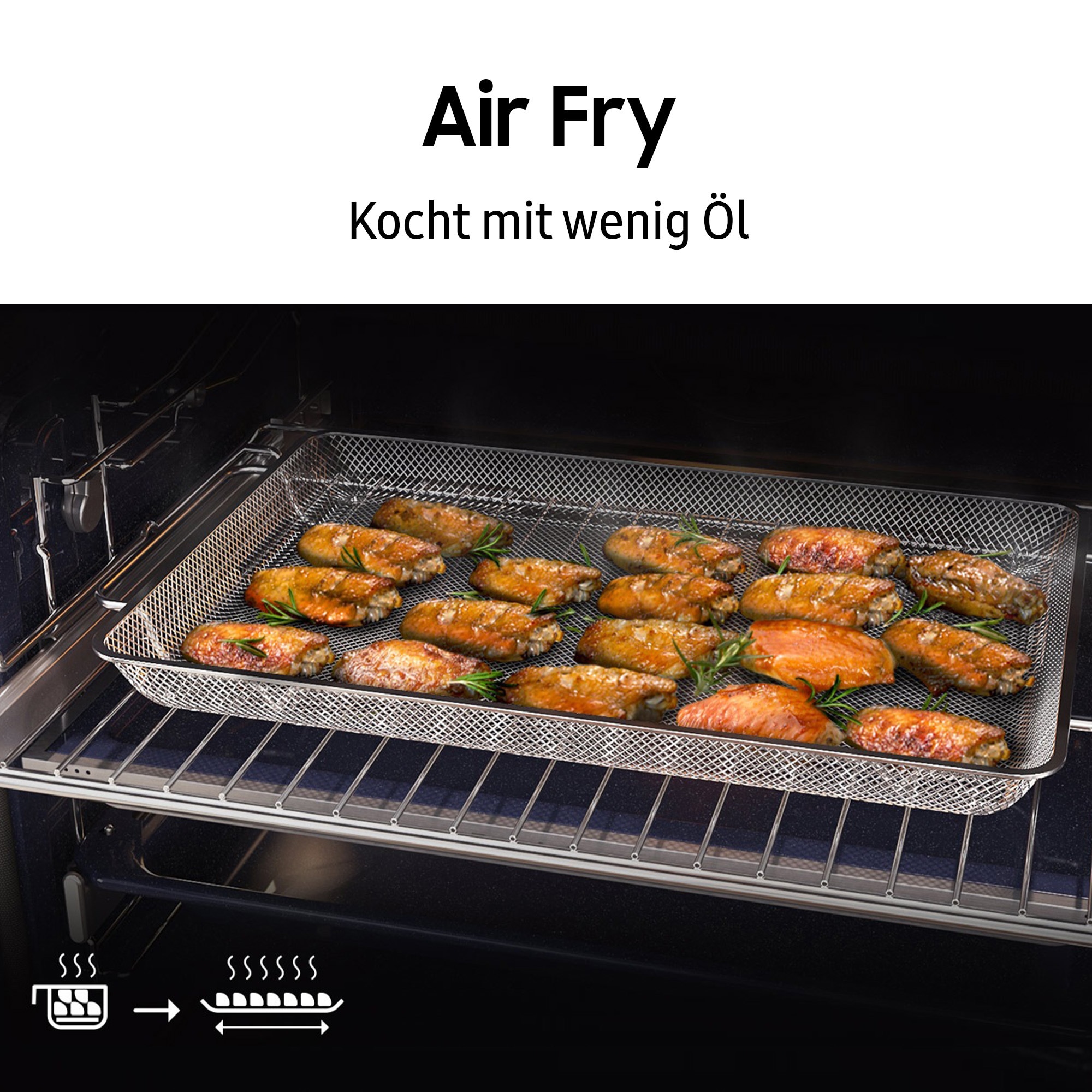 Samsung Pyrolyse Backofen NV7600B »NV7B6675CDN« mit 1-fach-Teleskopauszug mit Pyrolyse-Selbstreinigung Dual Cook – Ein Ofen. Zwei Garräume. Maximale Flexibilität.