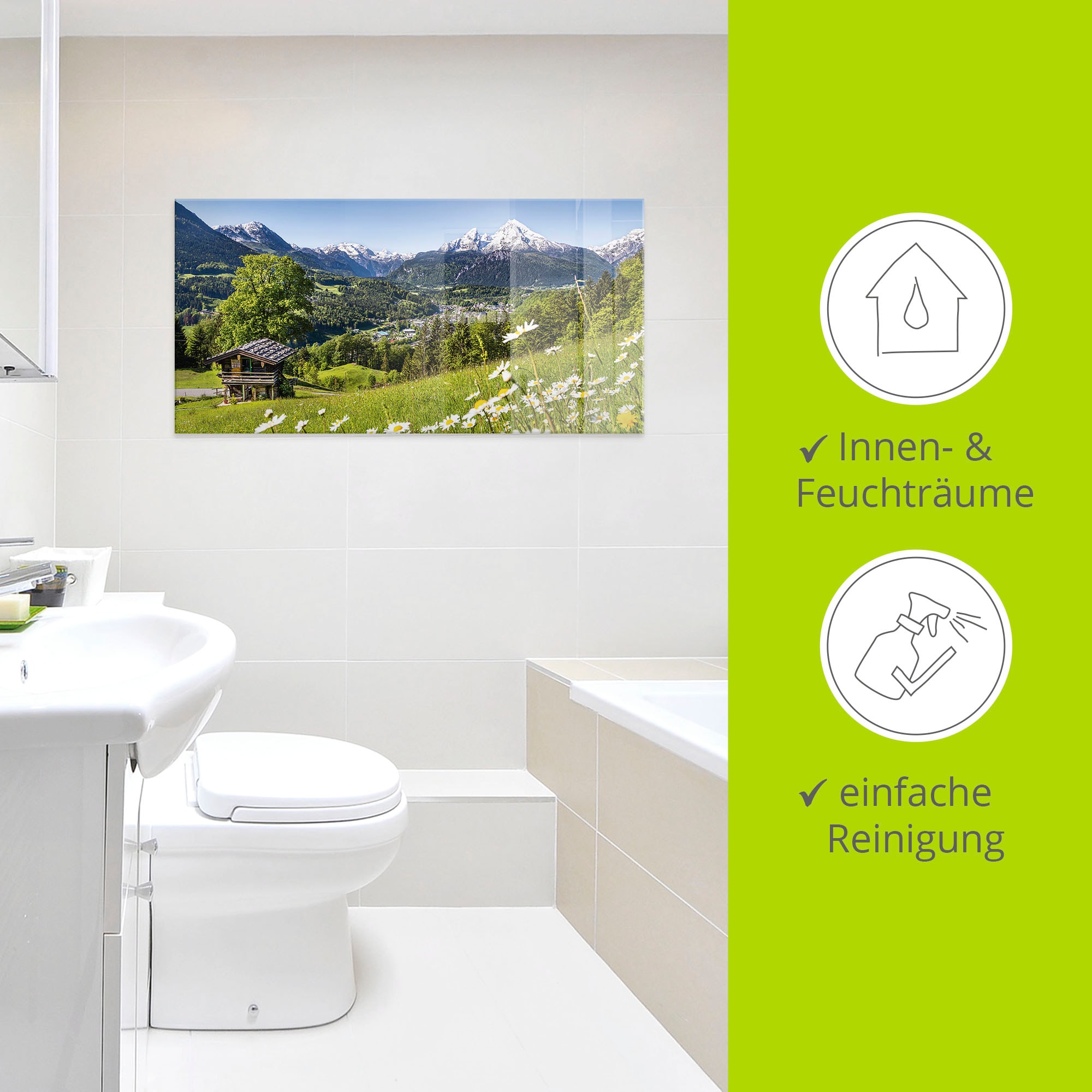 Artland Glasbild »Landschaft in den Bayerischen Alpen« Berge 1 Stk. tlg. in verschiedenen Größen