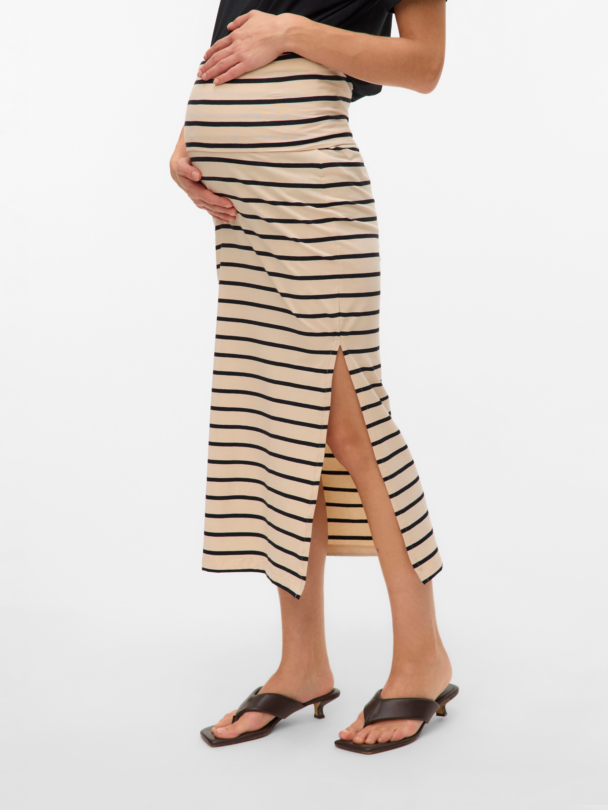 Mamalicious Umstandsrock "MLEVA YD JRS MAXI SKIRT NOOS" aus Baumwollmischung, mit elastischer Passform, knöchelfrei