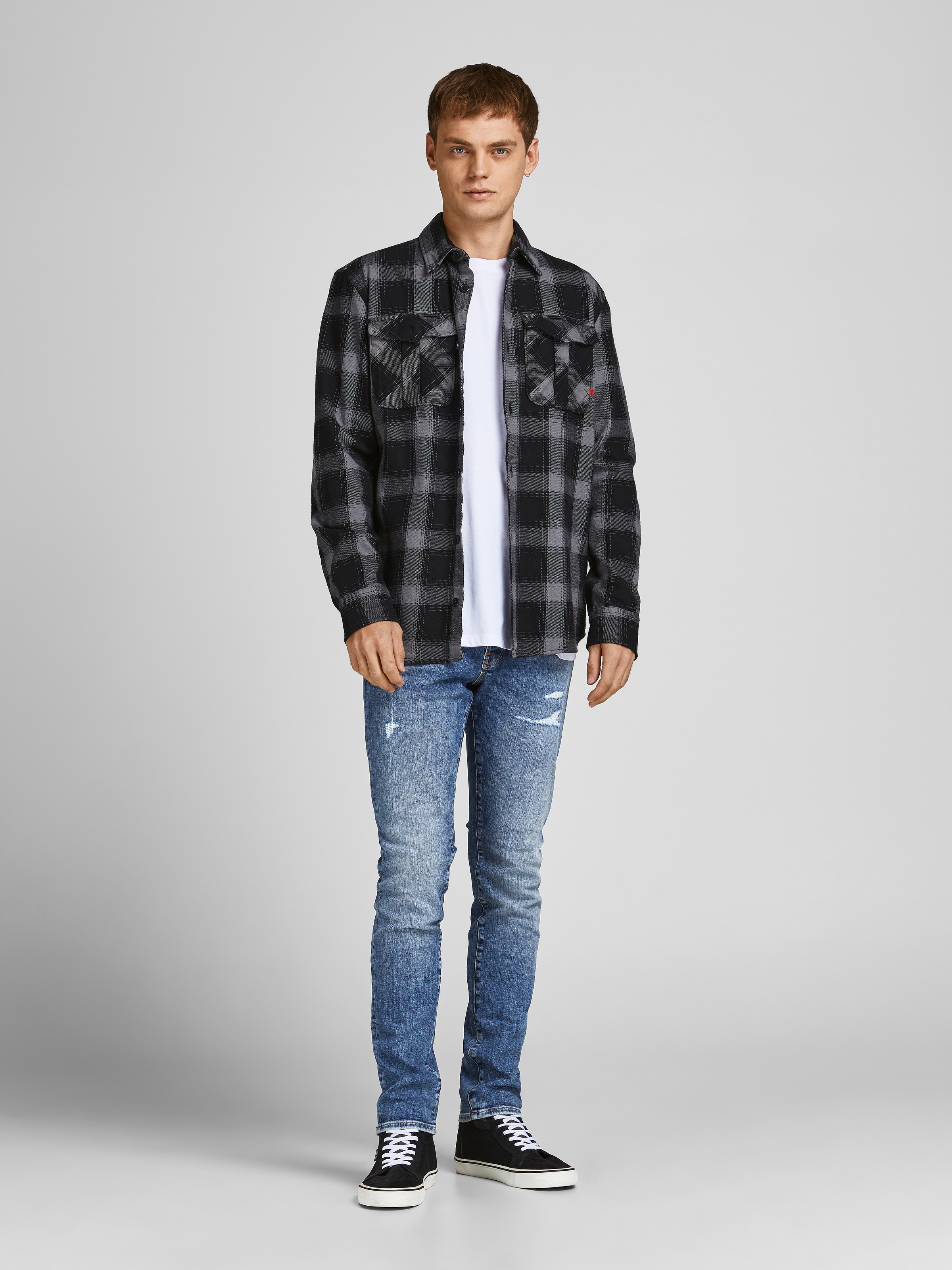 Jack & Jones Slim-fit-Jeans »JJIGLENN – Jeans mit Gürtelschlaufen und Used-Waschung« Used, modisch, slim fit, Denim/Jeans