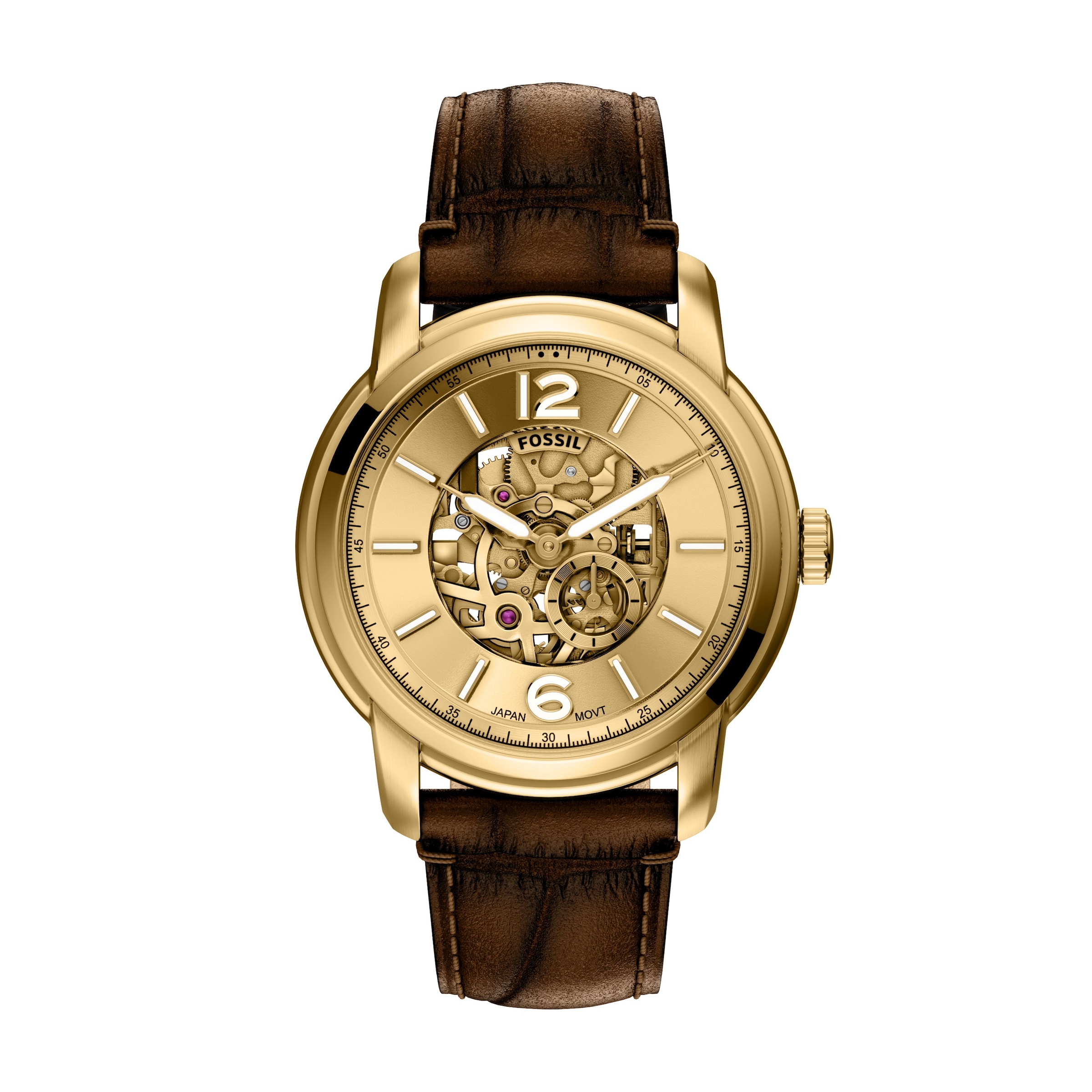 Fossil Automatikuhr »HERITAGE« Armbanduhr, Herrenuhr, Mechanische Uhr, Lederarmband, analog