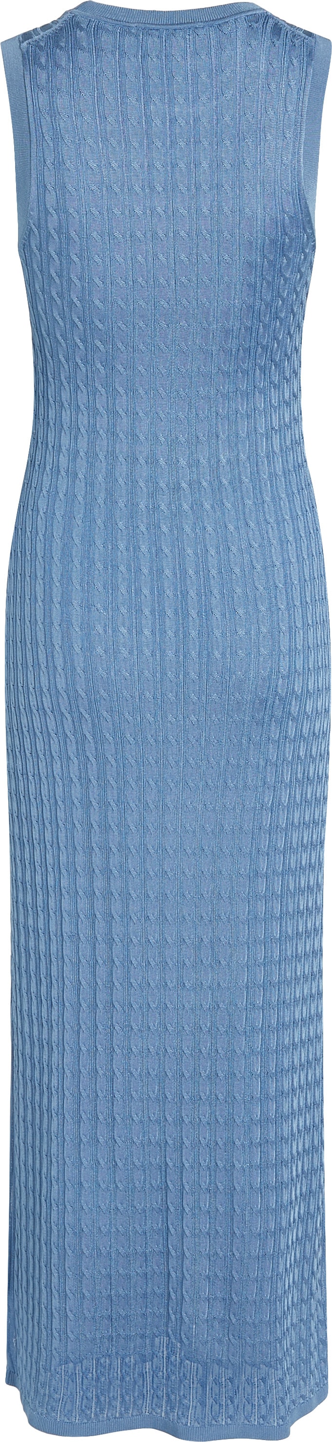 Tommy Hilfiger Strickkleid »RAYON CABLE LONG FLARED DRESS NS«, mit Zopfmuster