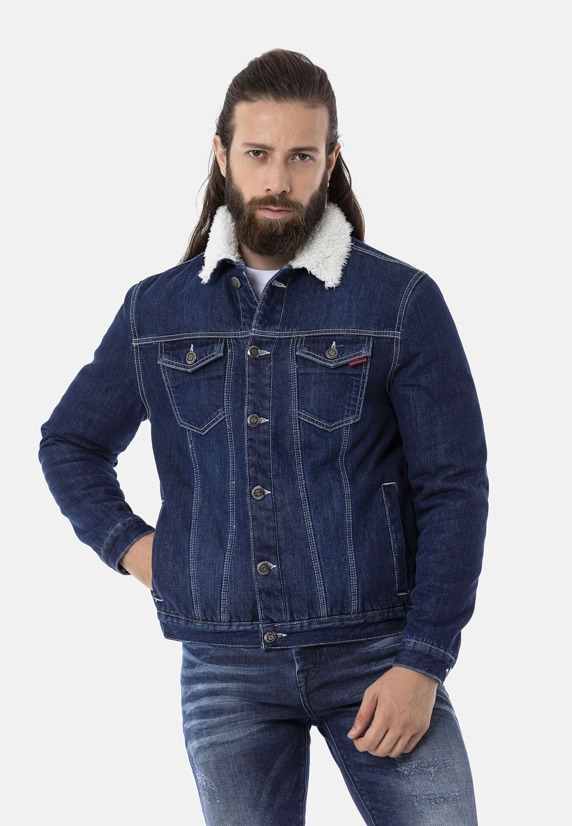 Cipo & Baxx Winterjacke »Cipo & Baxx Jacke« ohne Kapuze mit Kunstpelz-Kragen