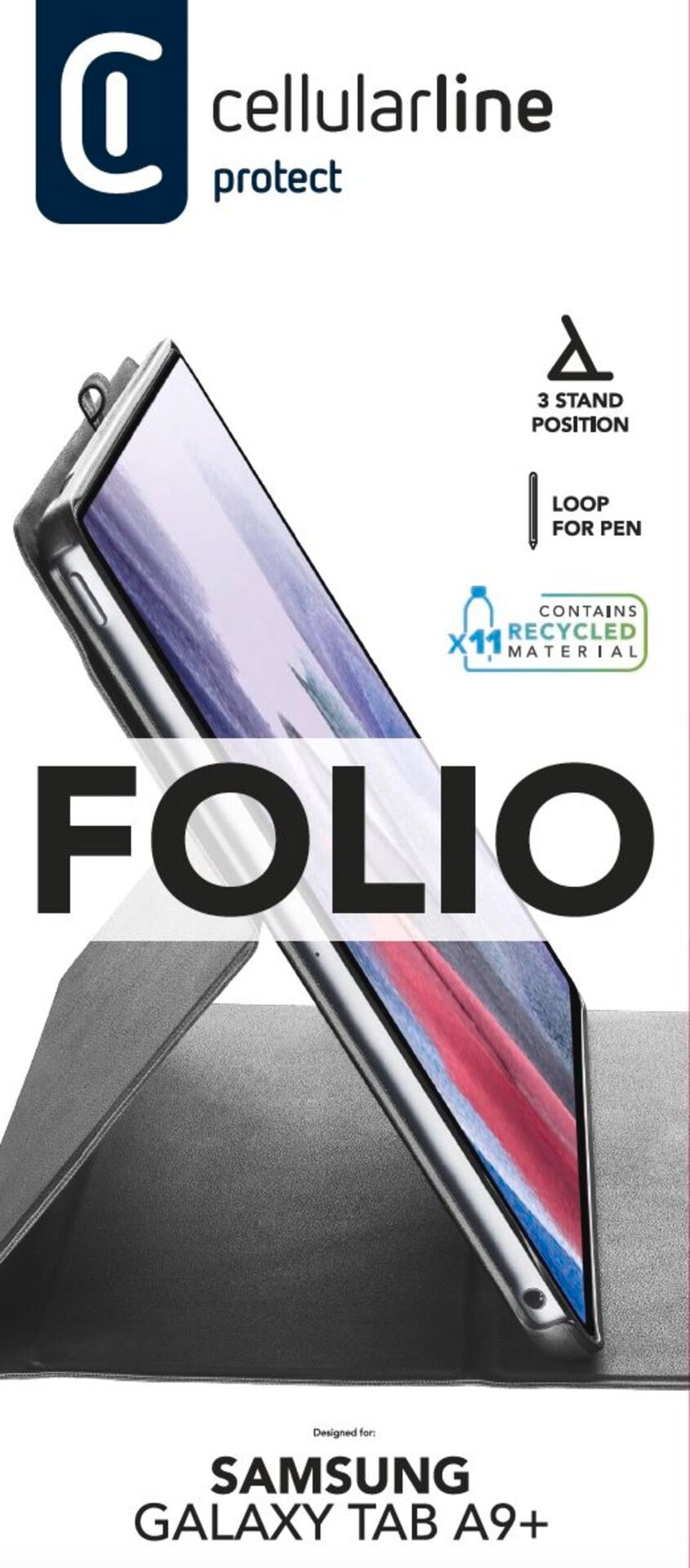 Cellularline Flip Case »Folio Case für Samsung Galaxy Tab A9+ (2024)«, Bookcover, Schutzhülle, Smartphonehülle, stoßfest