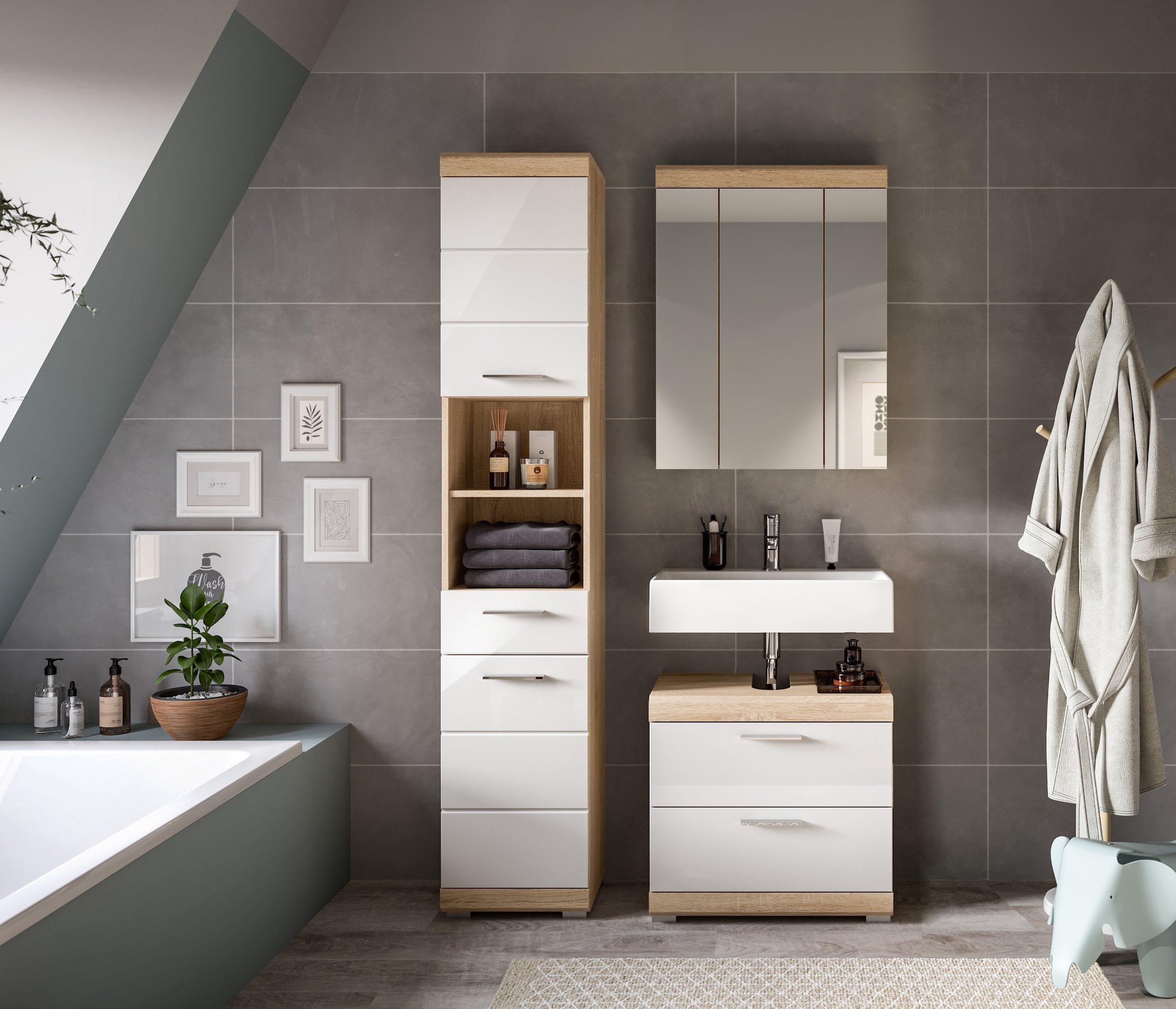 welltime Badmöbel-Set »Siena, 3 teilig, bestehend aus:« Set, TOPSELLER!, 3 Stk. tlg.