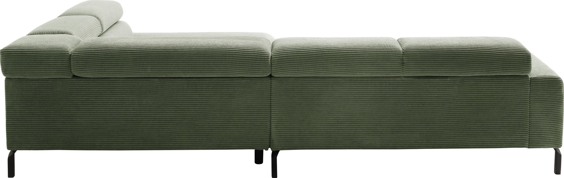 Places of Style Ecksofa »Antonelli, L-Form, inkl. Kopfteilverstellung, Breite 312 cm«, mit elektrischer Sitztiefenverstellung, in Cord, oliv