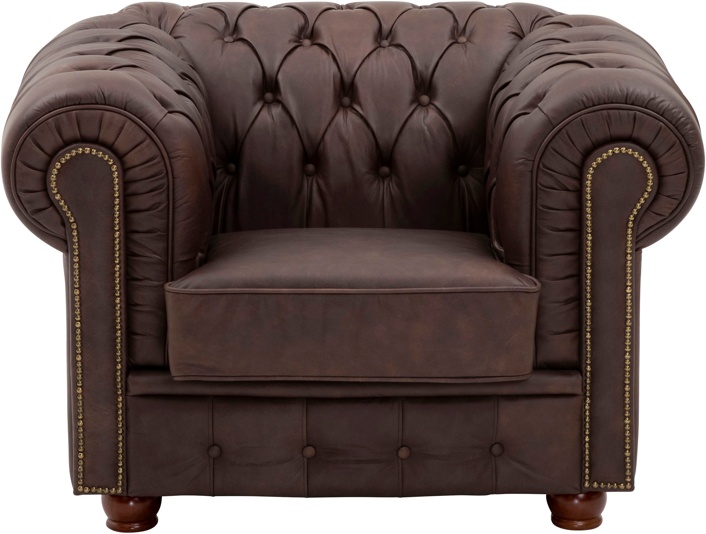 Max Winzer® Sessel »Norwin, Loungesessel, Chesterfield mit Ziernägeln in der Chatose,«, Clubsessel, klassisch, edel, modern und bequem