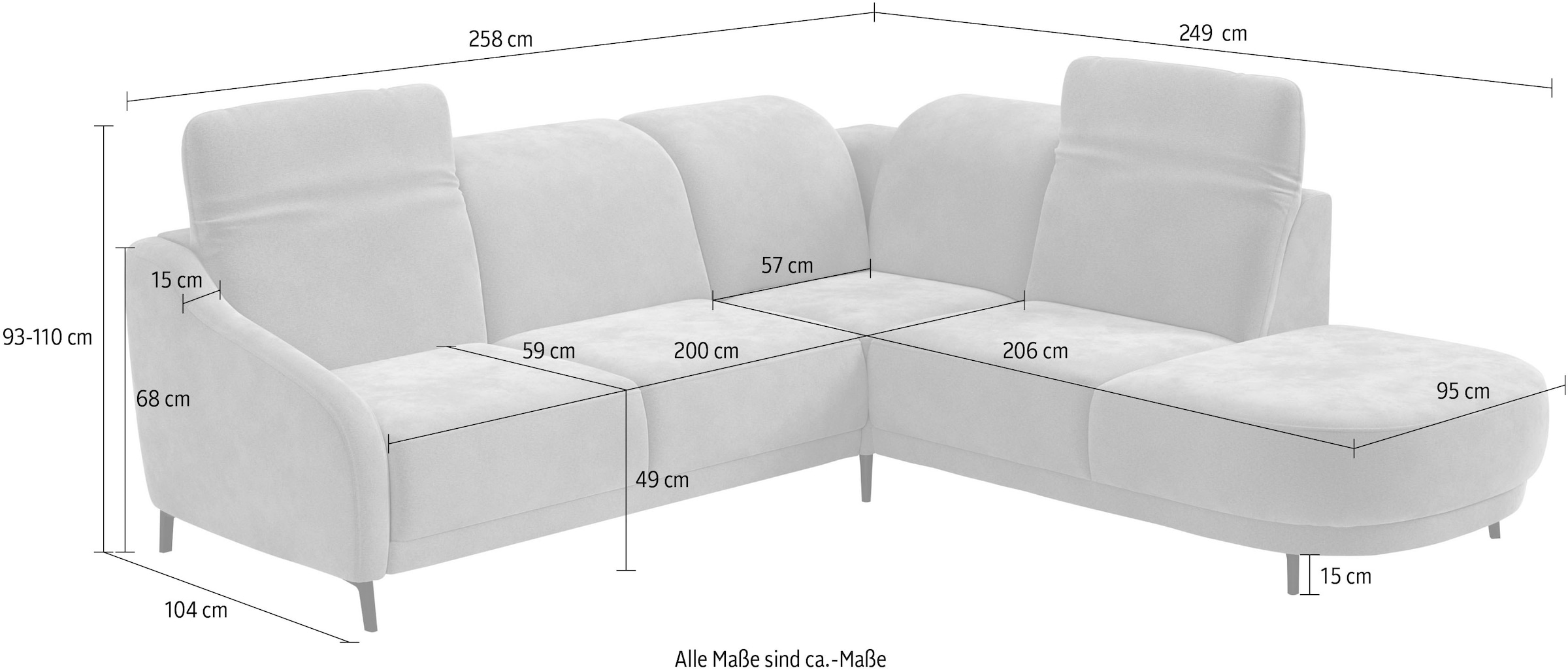 sit&more Ecksofa »Blues L-Form«, wahlweise mit Klapptisch und USB