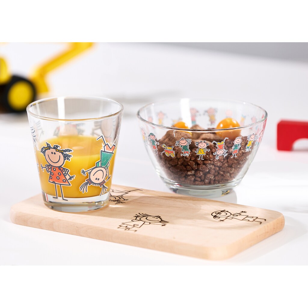 Ritzenhoff & Breker Kindergeschirr-Set »Best Friends«, (Set, 3 tlg., 1 Frühstücksbrett (22x12 cm), 1 Trinkglas (250 m), 1 Schale (Ø 12 cm)