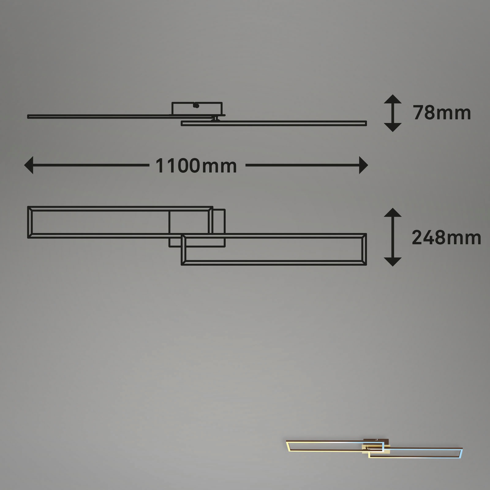 Briloner Leuchten LED Deckenleuchte »3145017 FRAME« LED-Board Farbwechsler | Kaltweiß | Neutralweiß | Tageslichtweiß | Warmweiß CCT, RGB, Memory-/Nachtlichtfunktion, Fernbedienung, gold-braun