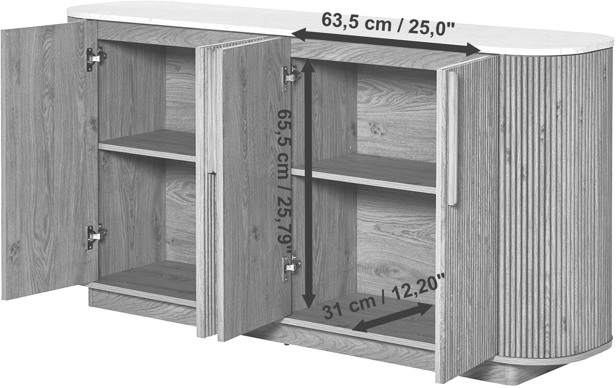 Jahnke Sideboard »STRING SB 160« 1 Stk. tlg. Sideboard, 4-türig, Marmor-Look, Breite 159,5 cm