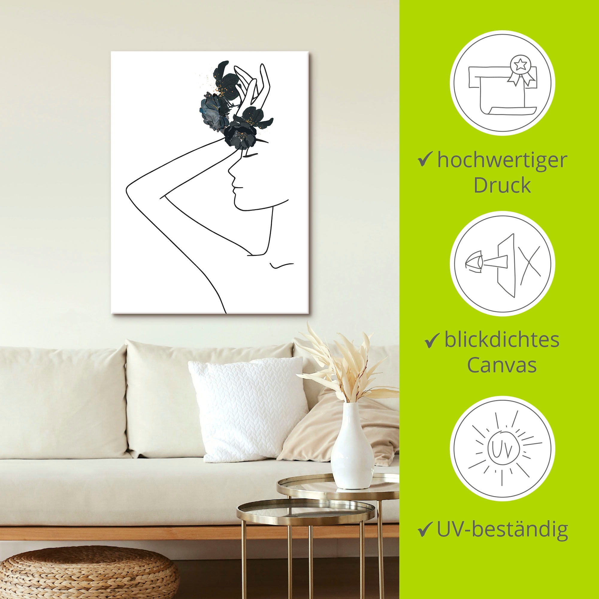 Artland Wandbild »Moderne LineArt Mädchen I«, Modebilder, (1 St.), als Leinwandbild, Poster in verschied. Größen